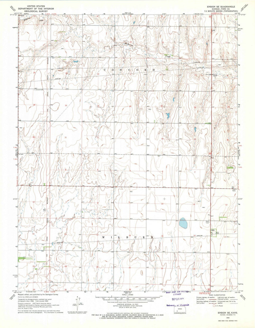 1969 Ensign, KS - Kansas - USGS Topographic Map