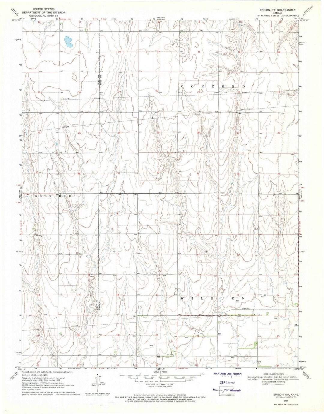 1969 Ensign, KS - Kansas - USGS Topographic Map v2