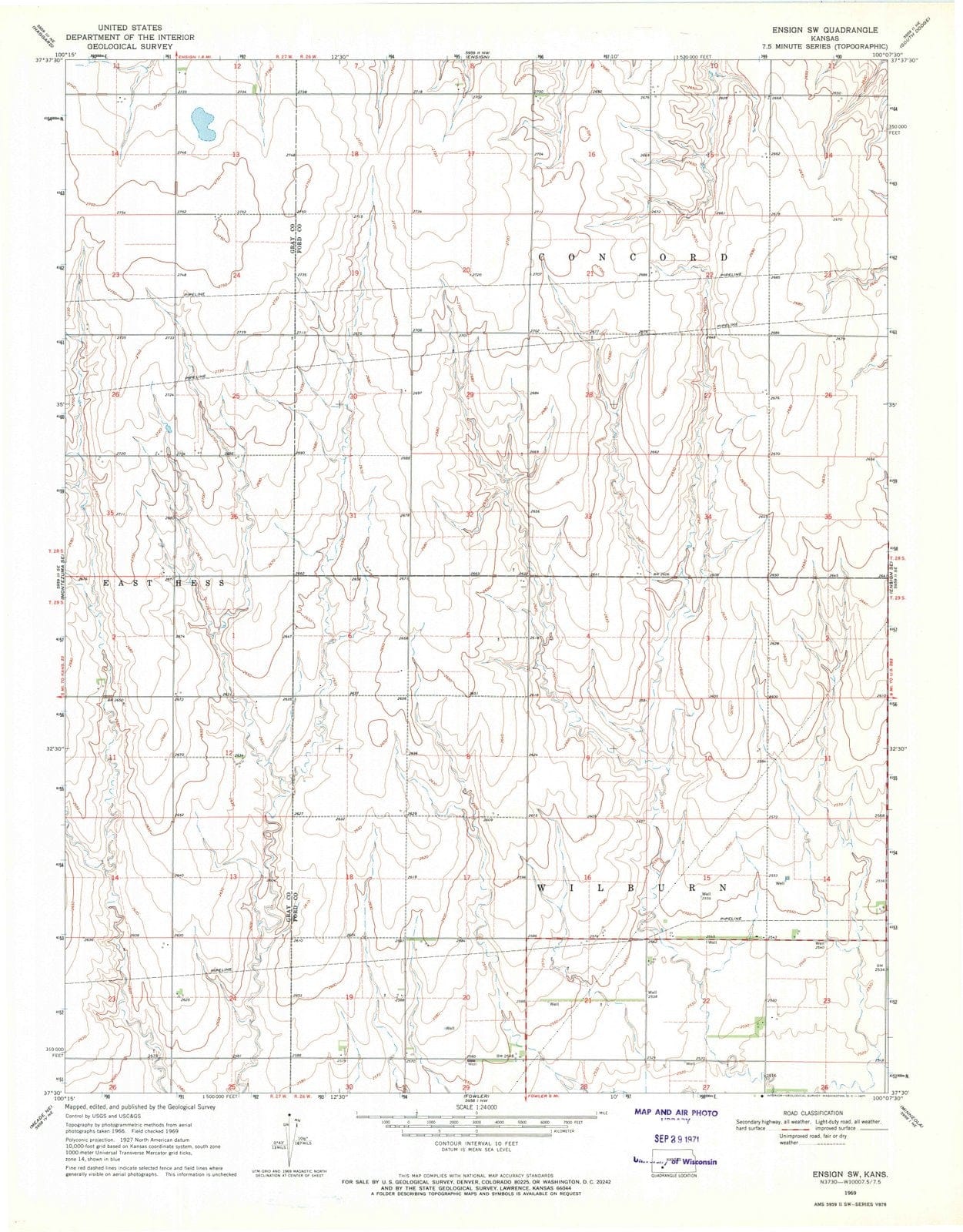 1969 Ensign, KS - Kansas - USGS Topographic Map v2