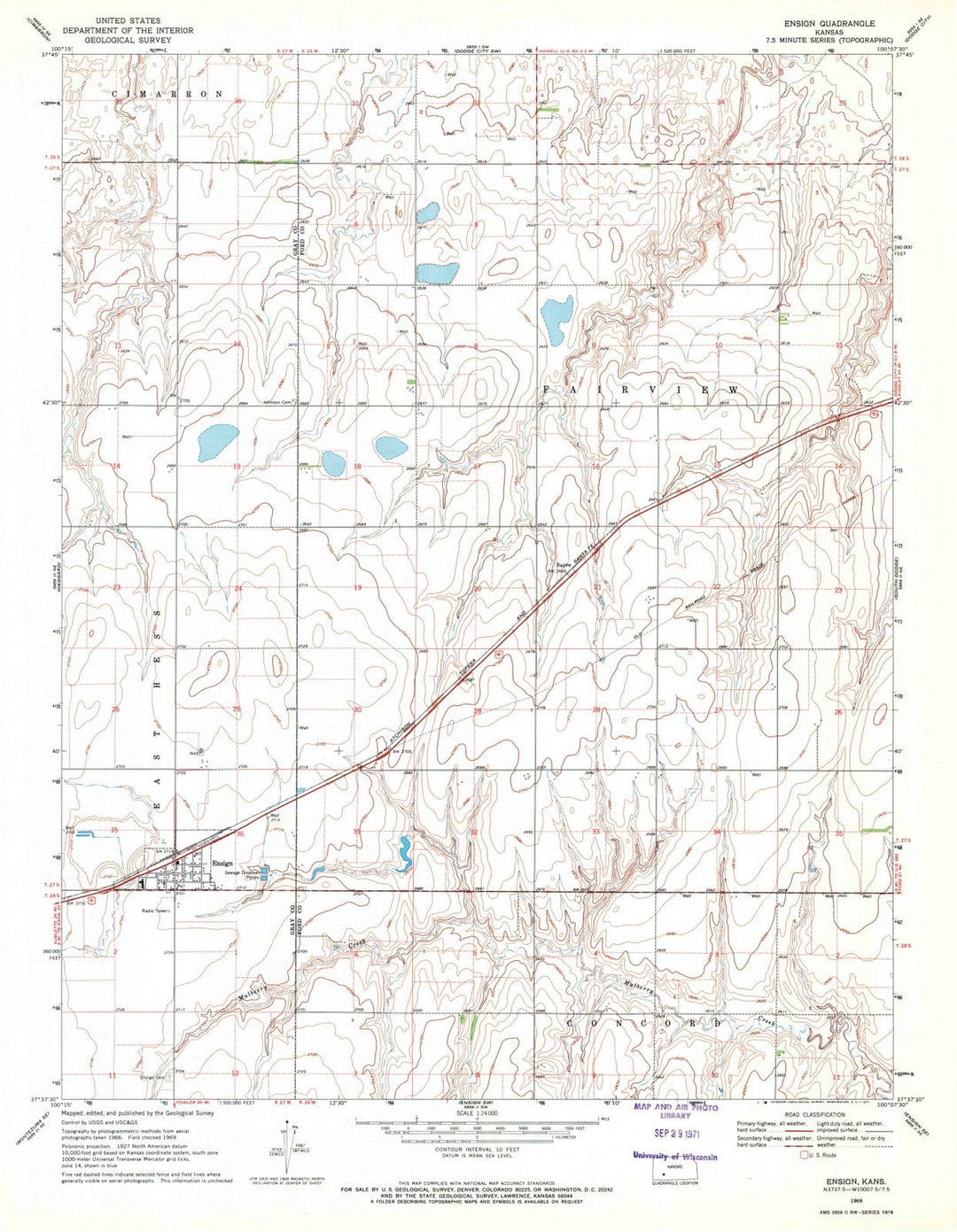 1969 Ensign, KS - Kansas - USGS Topographic Map v3