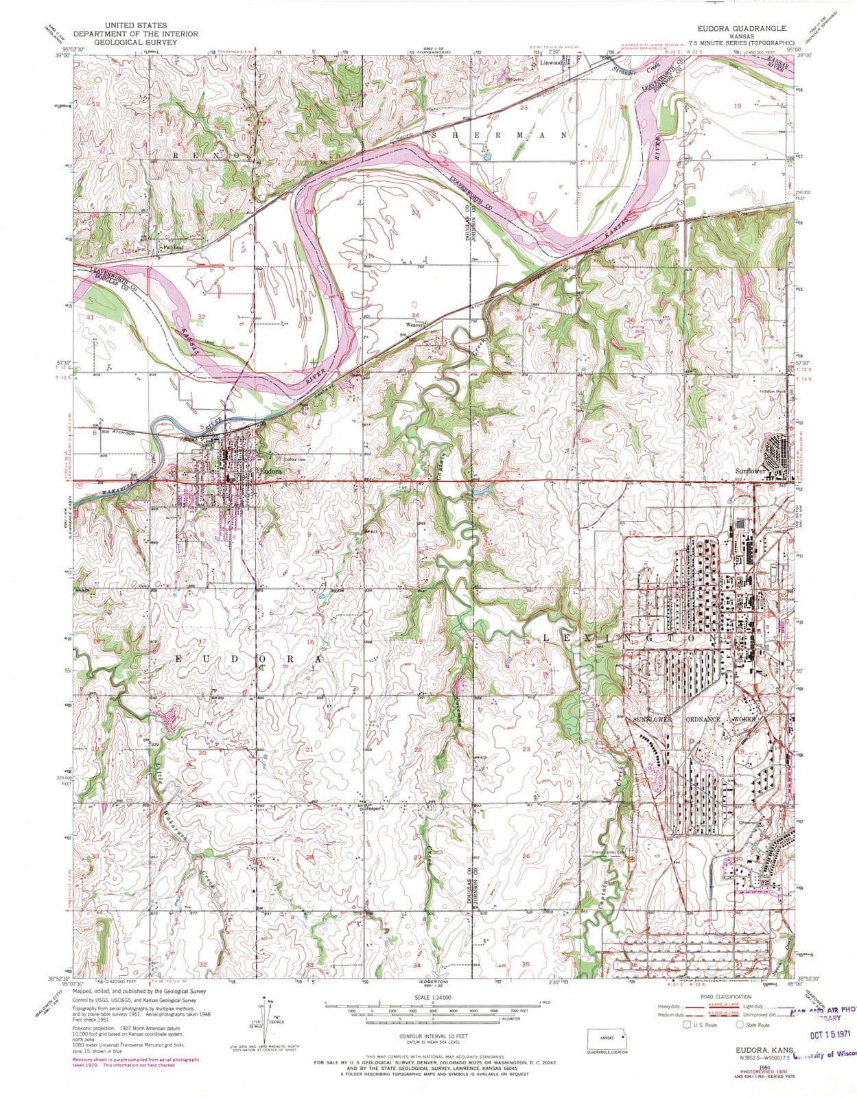 1951 Eudora, KS - Kansas - USGS Topographic Map