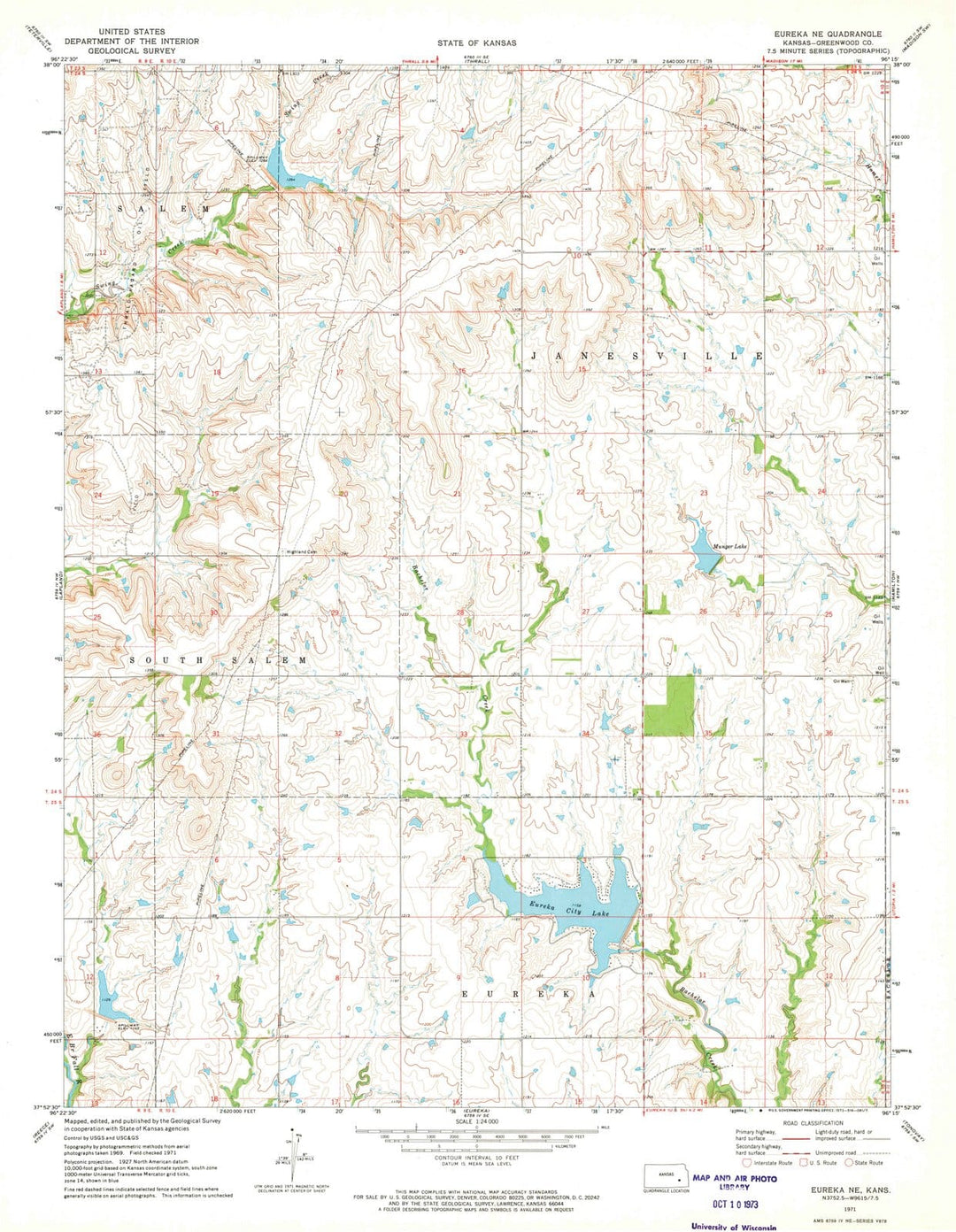 1971 Eureka, KS - Kansas - USGS Topographic Map