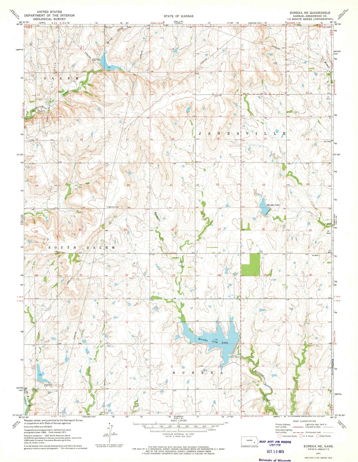 1971 Eureka, KS - Kansas - USGS Topographic Map