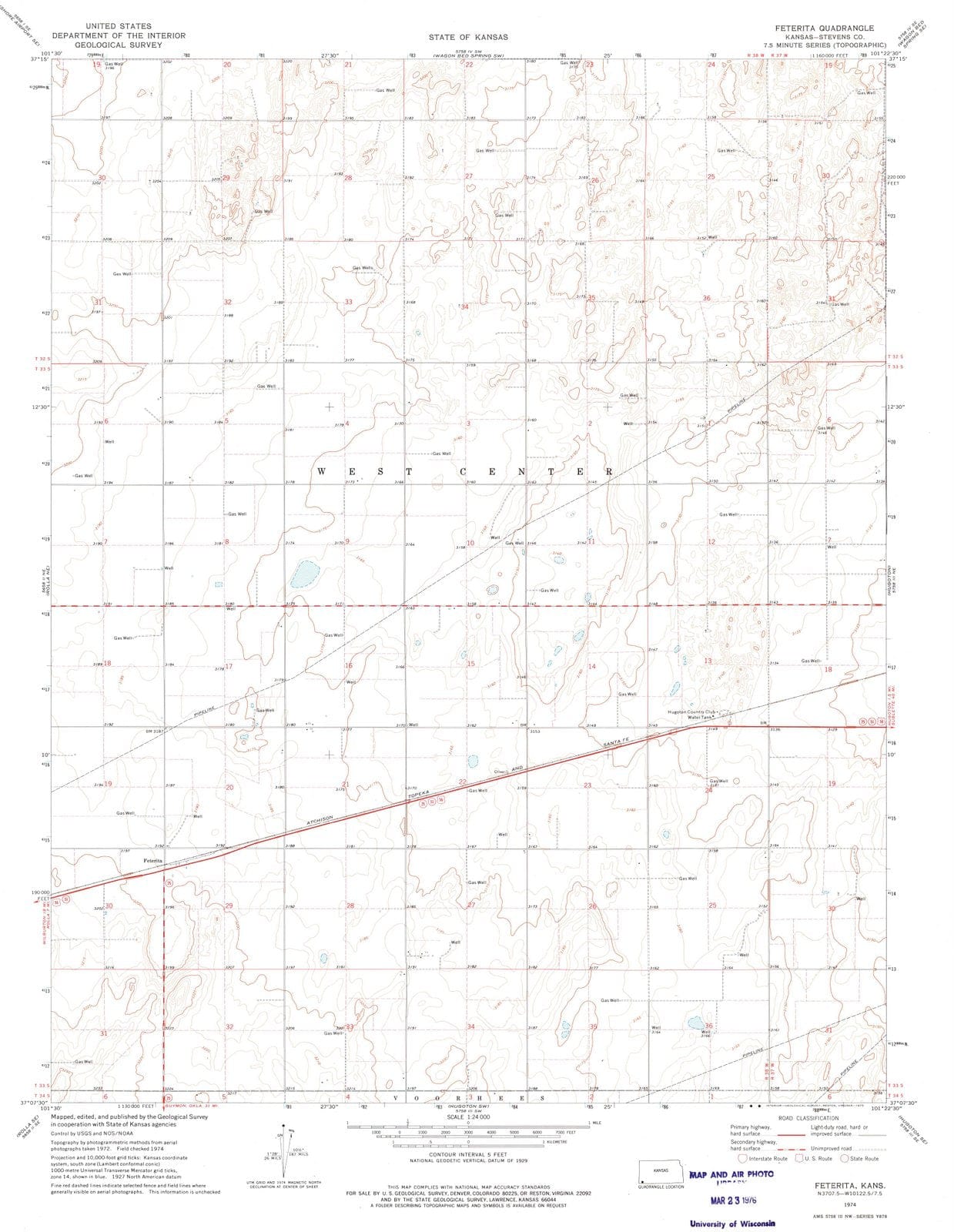 1974 Feterita, KS - Kansas - USGS Topographic Map