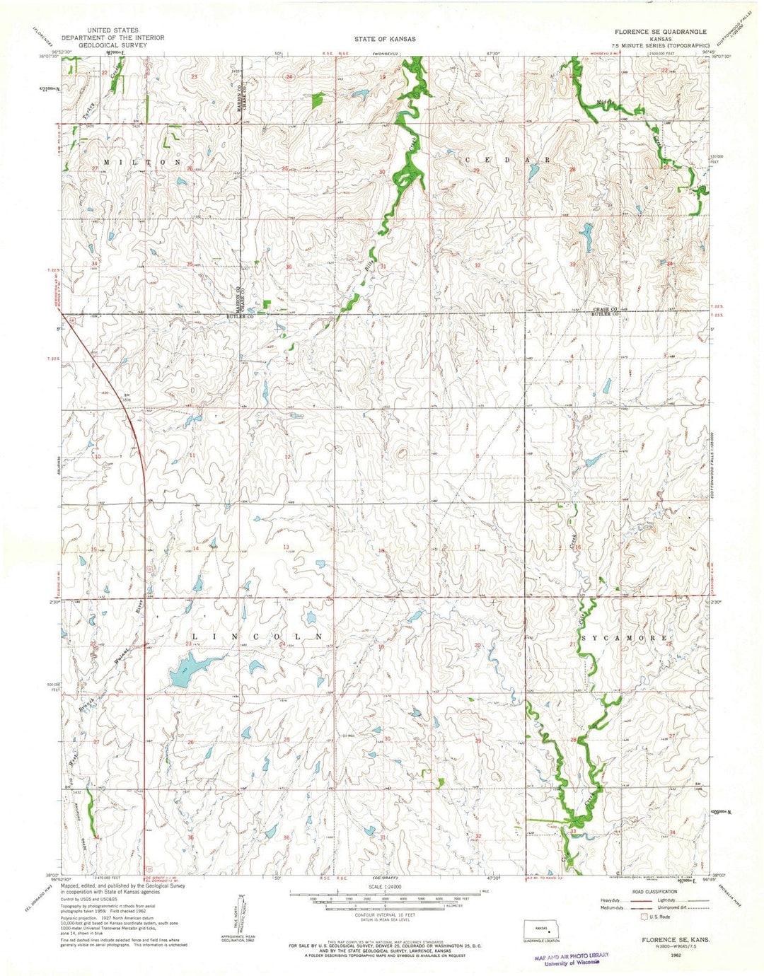 1962 Florence, KS - Kansas - USGS Topographic Map