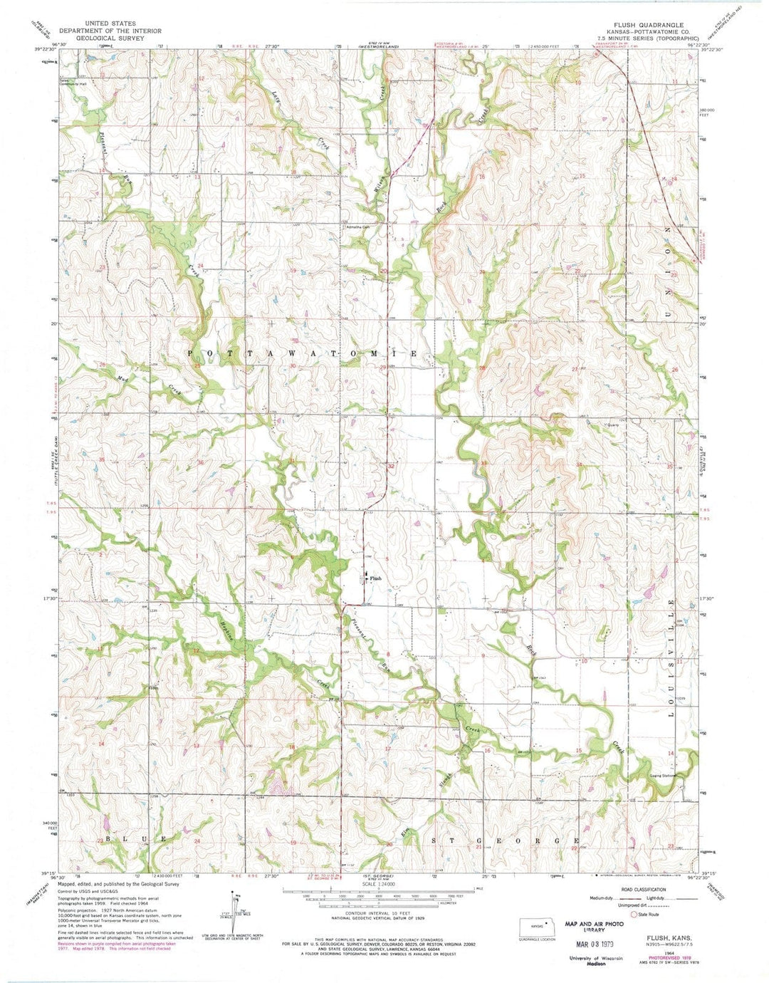 1964 Flush, KS - Kansas - USGS Topographic Map