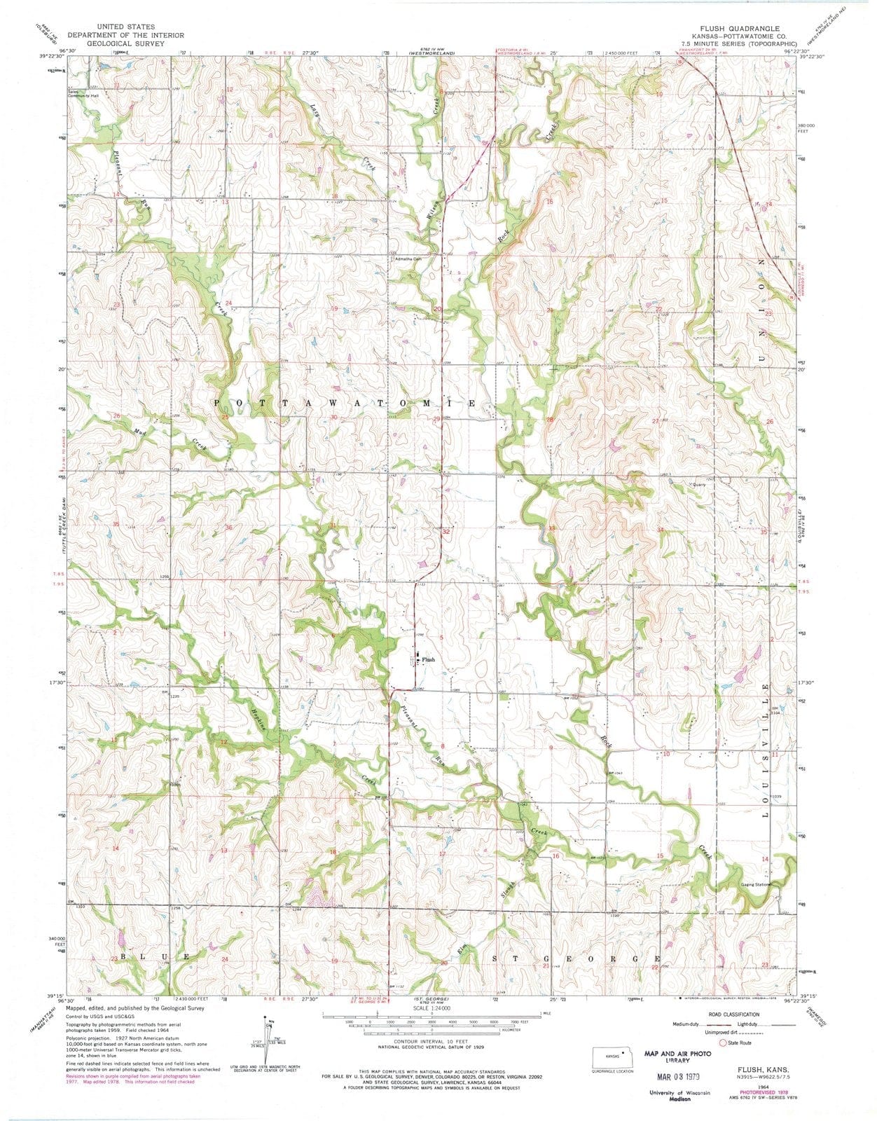 1964 Flush, KS - Kansas - USGS Topographic Map