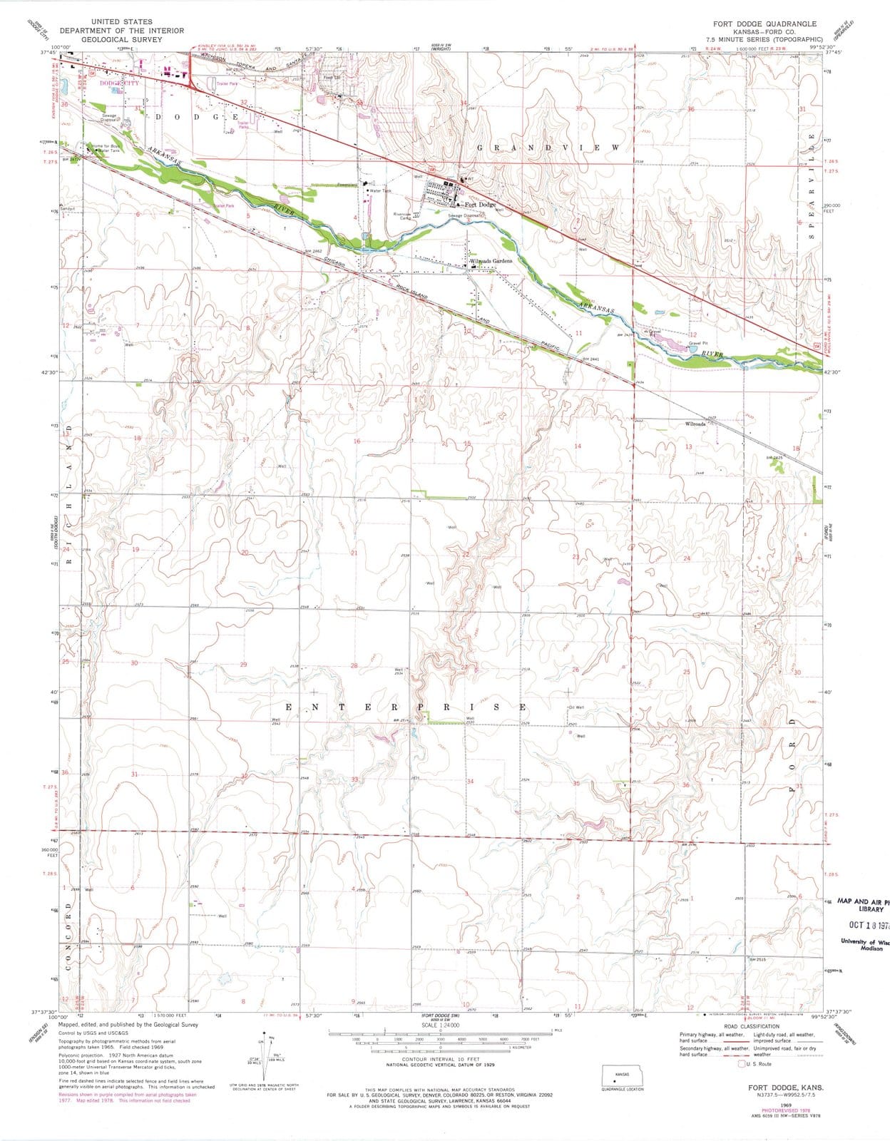 1969 Fortodge, KS - Kansas - USGS Topographic Map