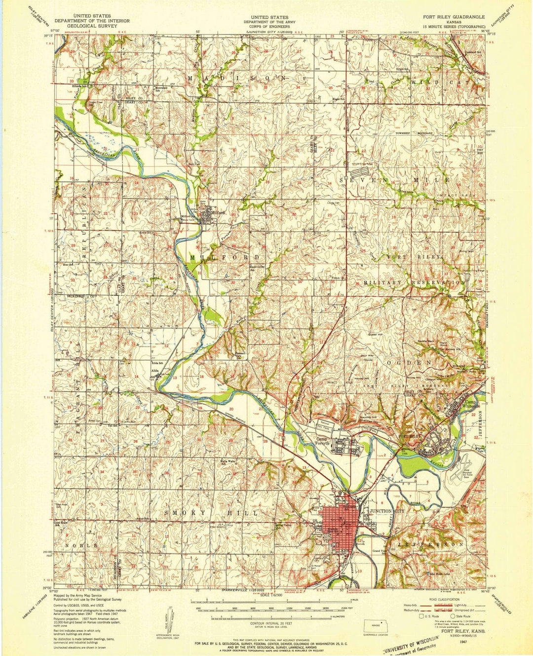 1947 Fort Riley, KS - Kansas - USGS Topographic Map