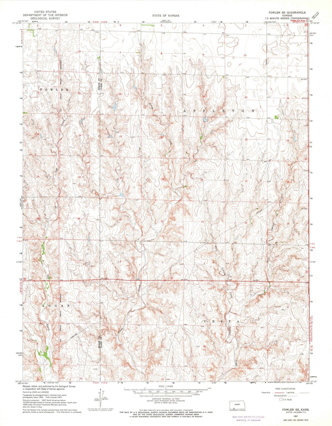 1967 Fowler, KS - Kansas - USGS Topographic Map