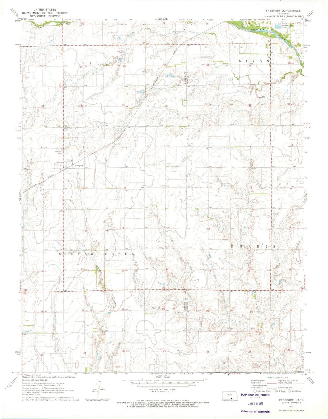 1971 Freeport, KS - Kansas - USGS Topographic Map