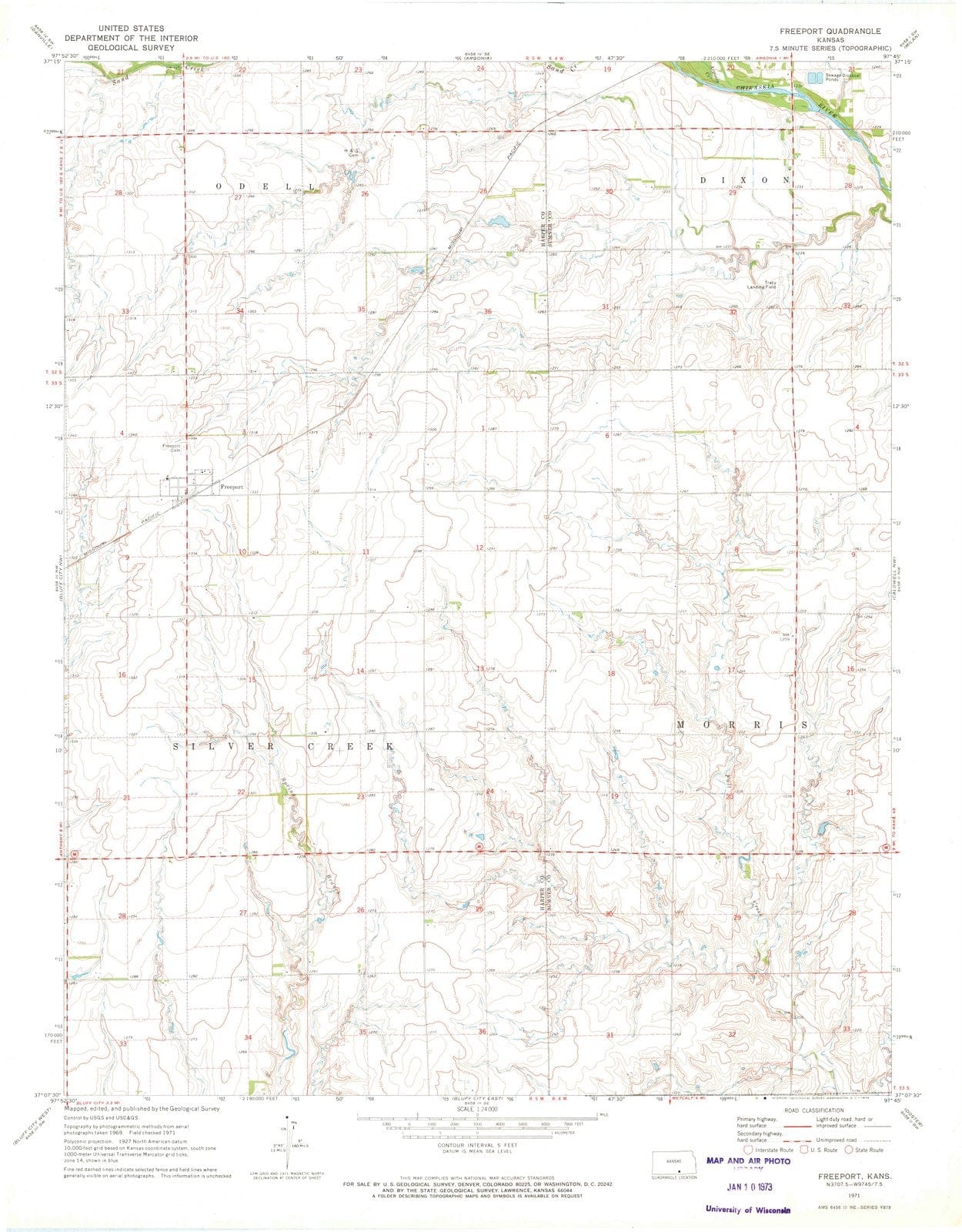 1971 Freeport, KS - Kansas - USGS Topographic Map