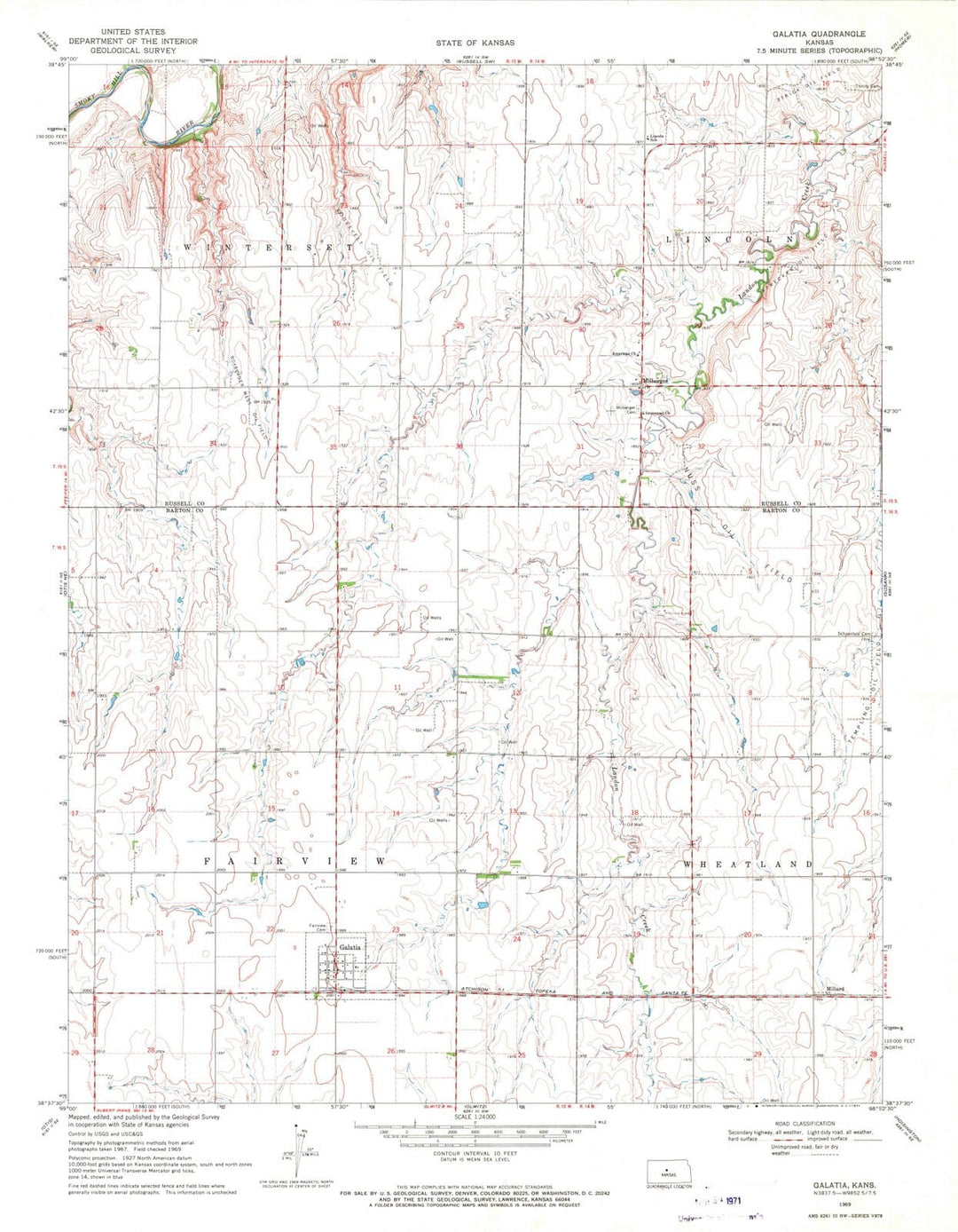 1969 Galatia, KS - Kansas - USGS Topographic Map