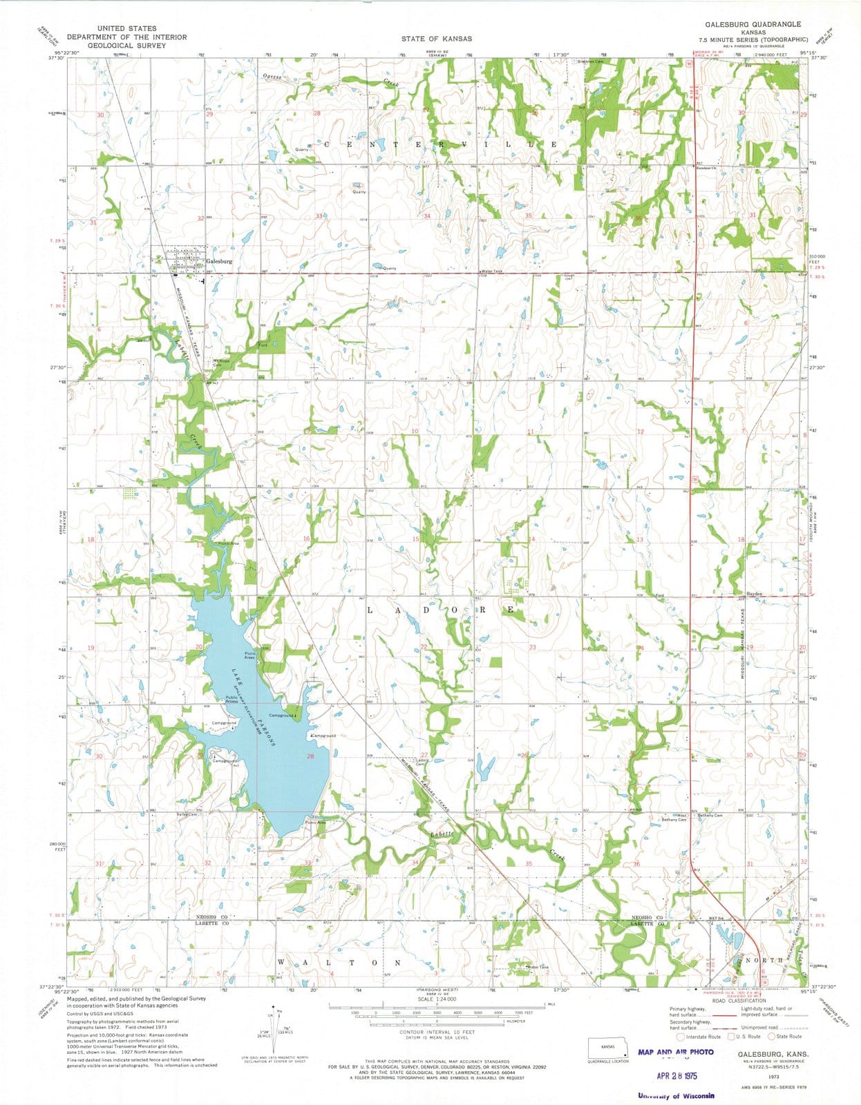 1973 Galesburg, KS - Kansas - USGS Topographic Map