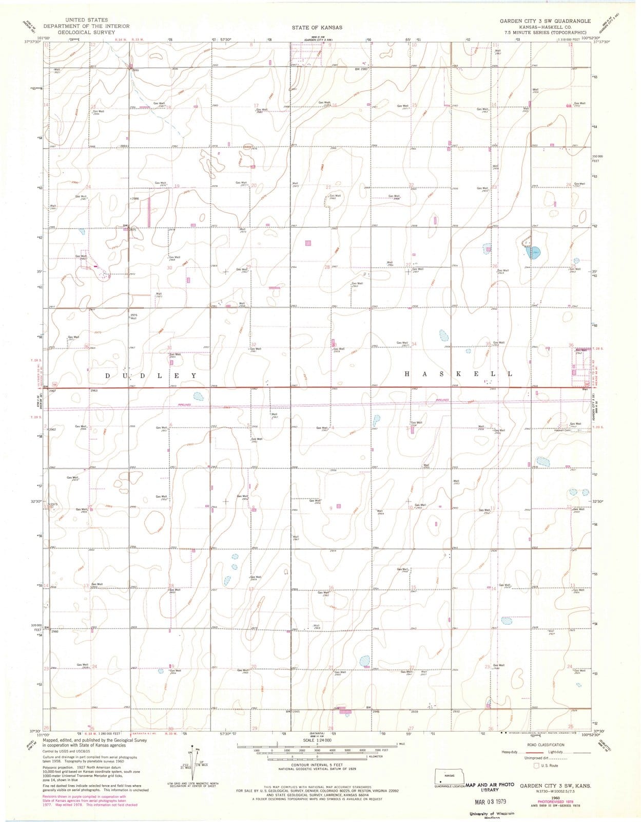 1960 Garden City 3, KS - Kansas - USGS Topographic Map