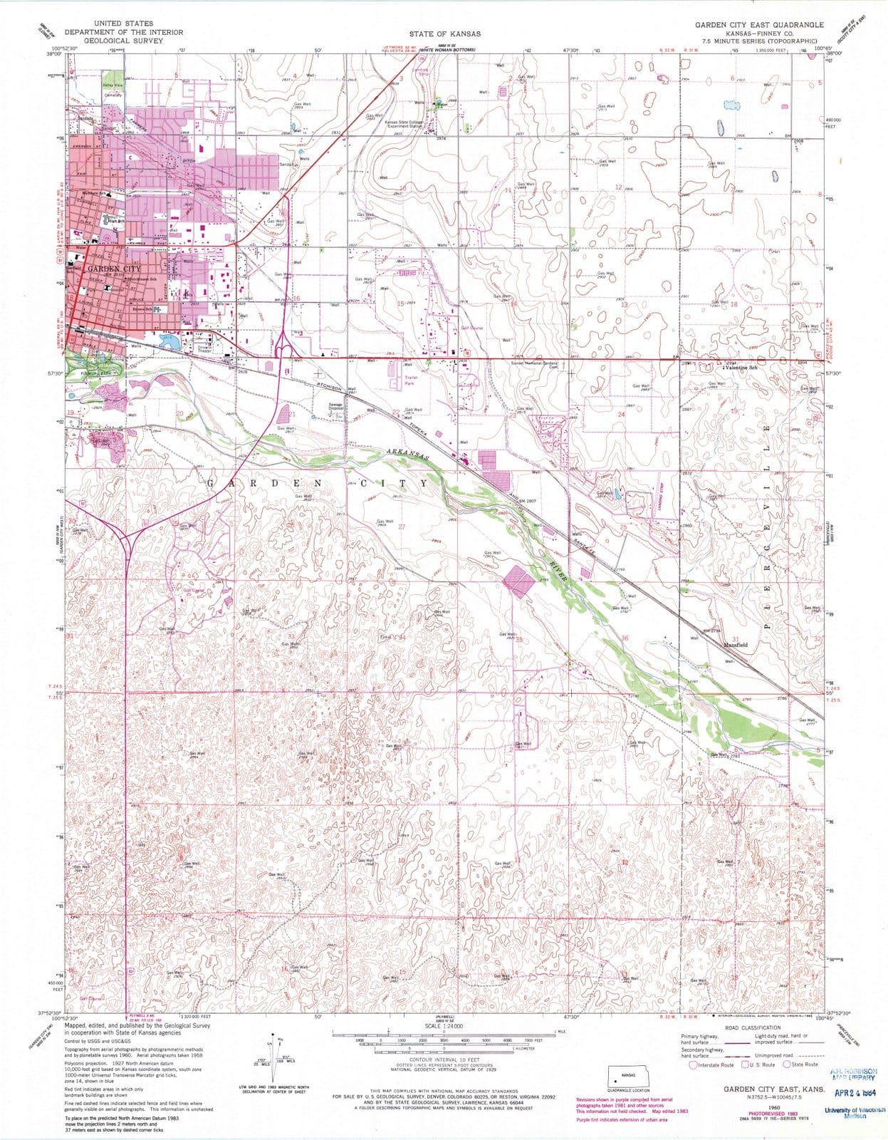 1960 Garden City East, KS - Kansas - USGS Topographic Map