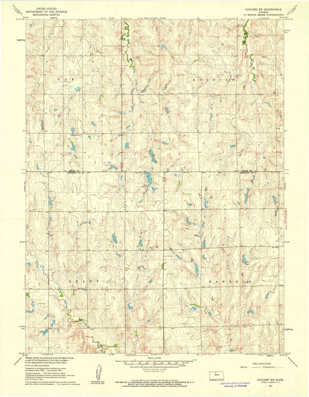 1961 Gaylord, KS - Kansas - USGS Topographic Map