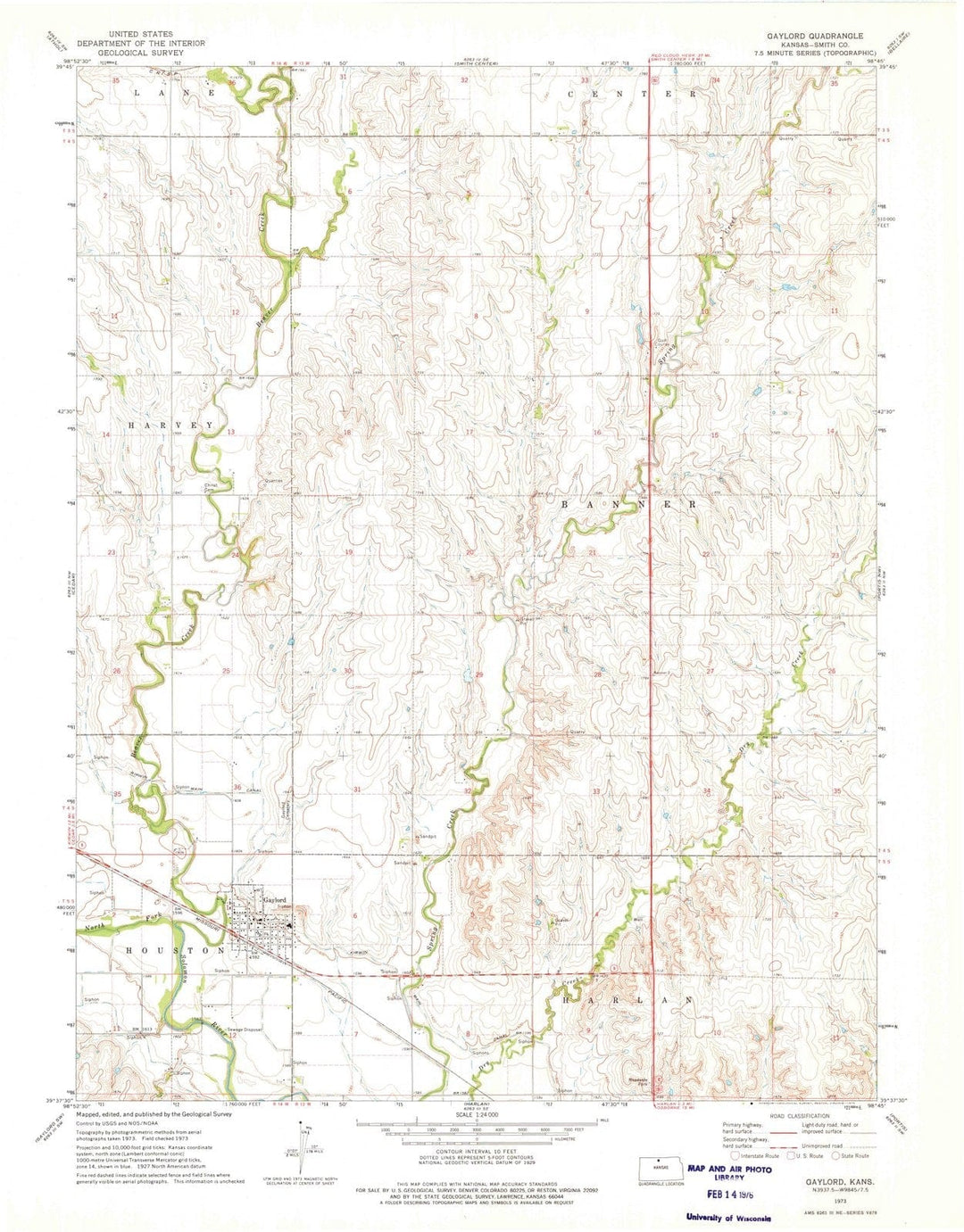 1973 Gaylord, KS - Kansas - USGS Topographic Map