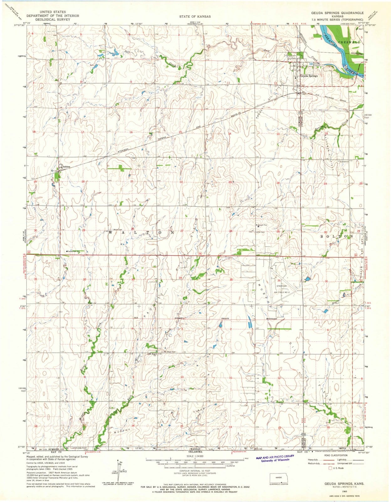 1965 Geuda Springs, KS - Kansas - USGS Topographic Map