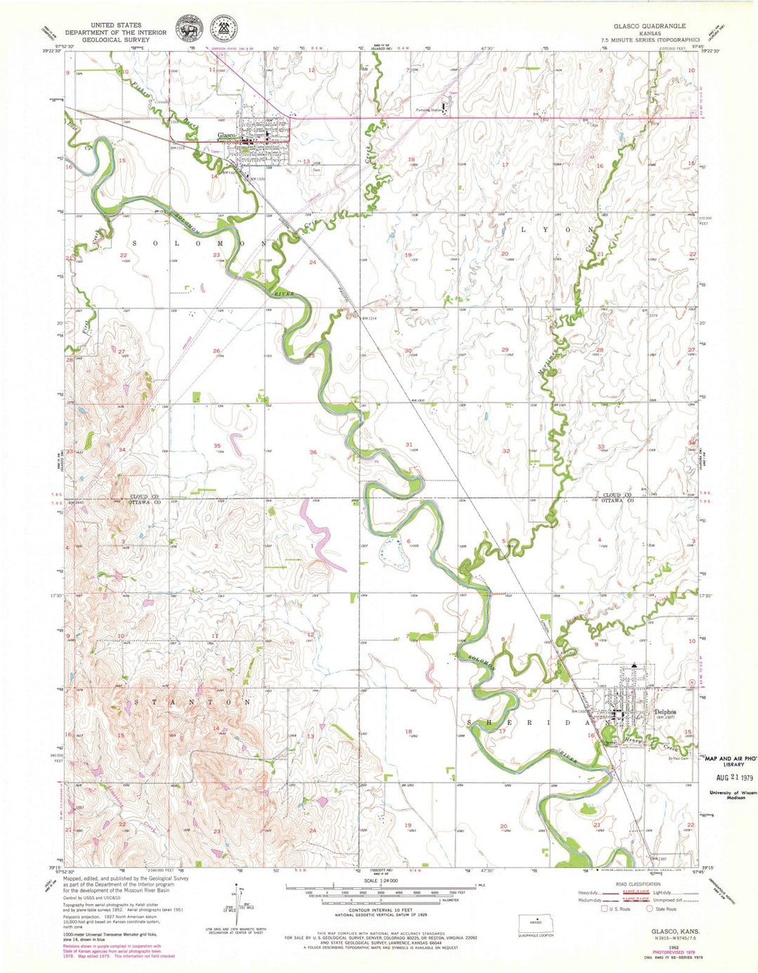 1952 Glasco, KS - Kansas - USGS Topographic Map v2