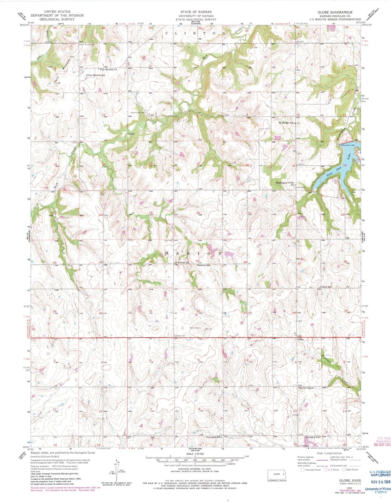 1955 Globe, KS - Kansas - USGS Topographic Map