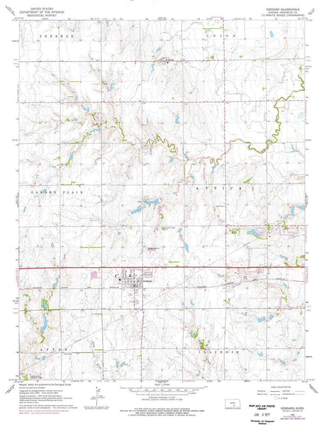 1965 Goddard, KS - Kansas - USGS Topographic Map