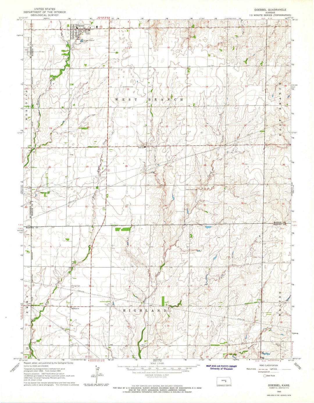 1965 Goessel, KS - Kansas - USGS Topographic Map