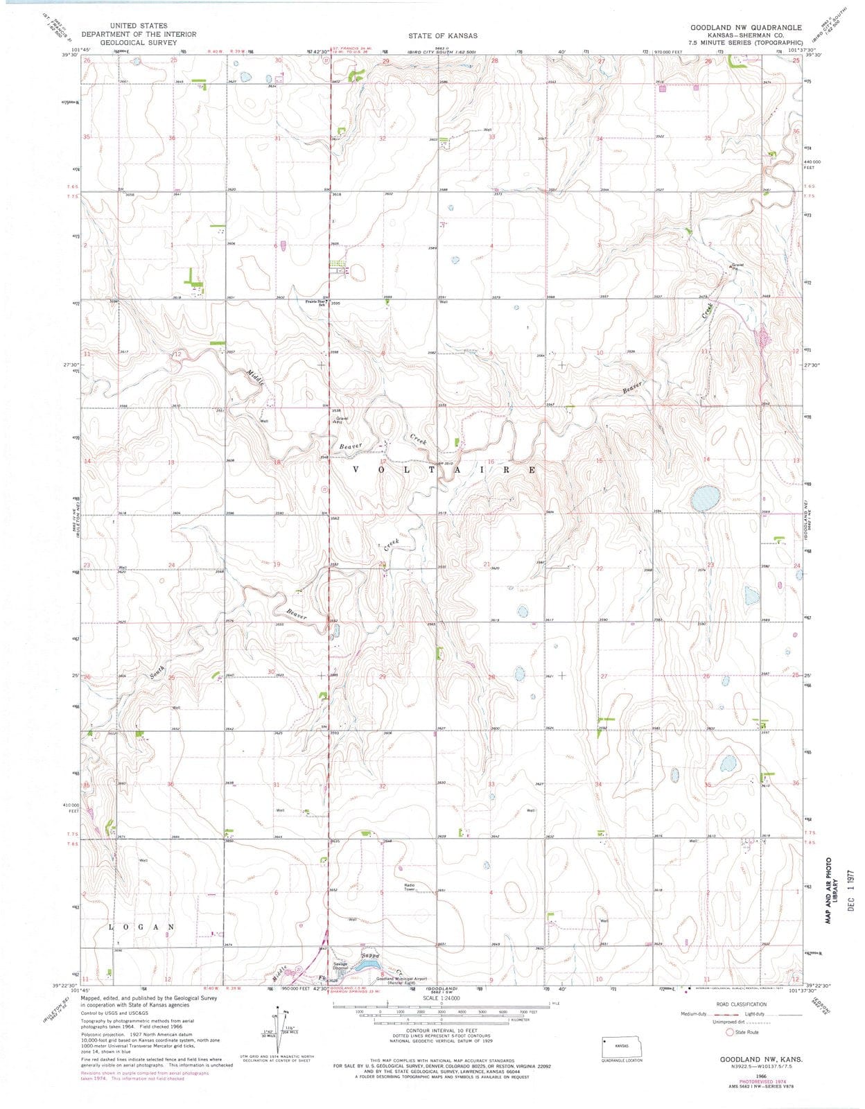 1966 Goodland, KS - Kansas - USGS Topographic Map v2