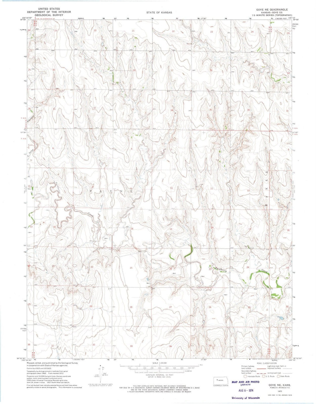 1972 Gove, KS - Kansas - USGS Topographic Map