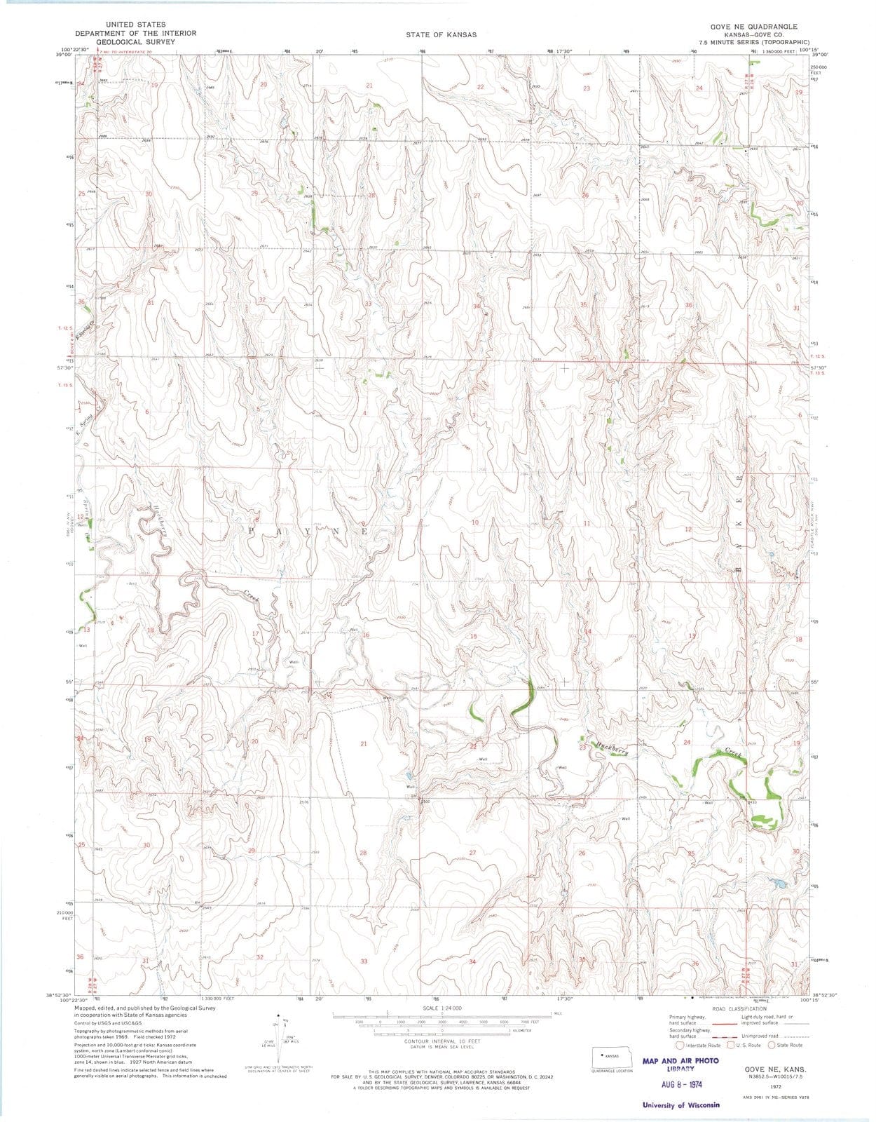 1972 Gove, KS - Kansas - USGS Topographic Map