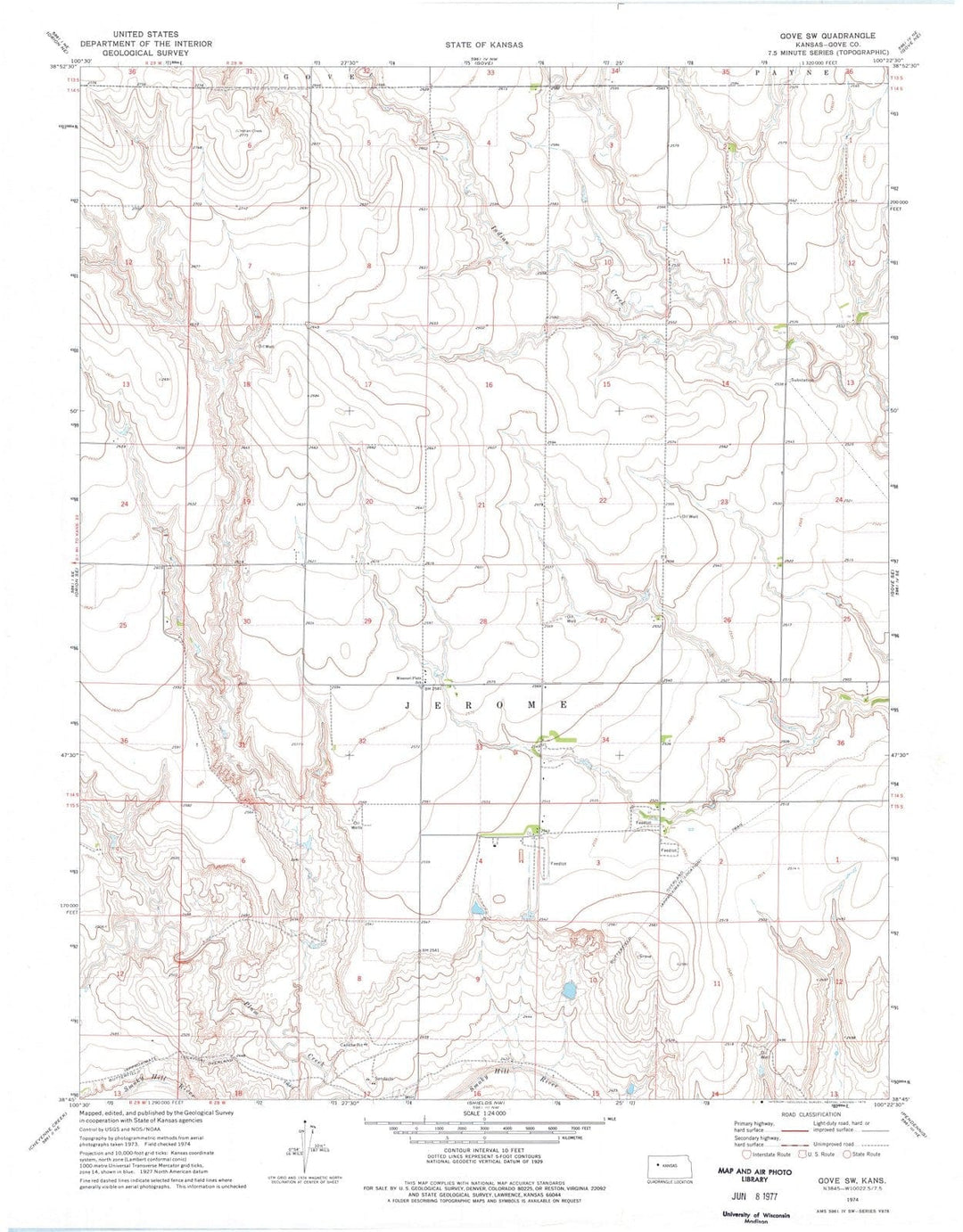 1974 Gove, KS - Kansas - USGS Topographic Map v2