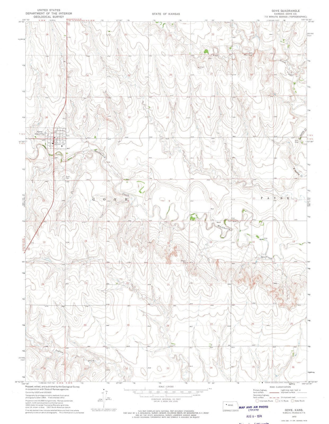 1972 Gove, KS - Kansas - USGS Topographic Map v2