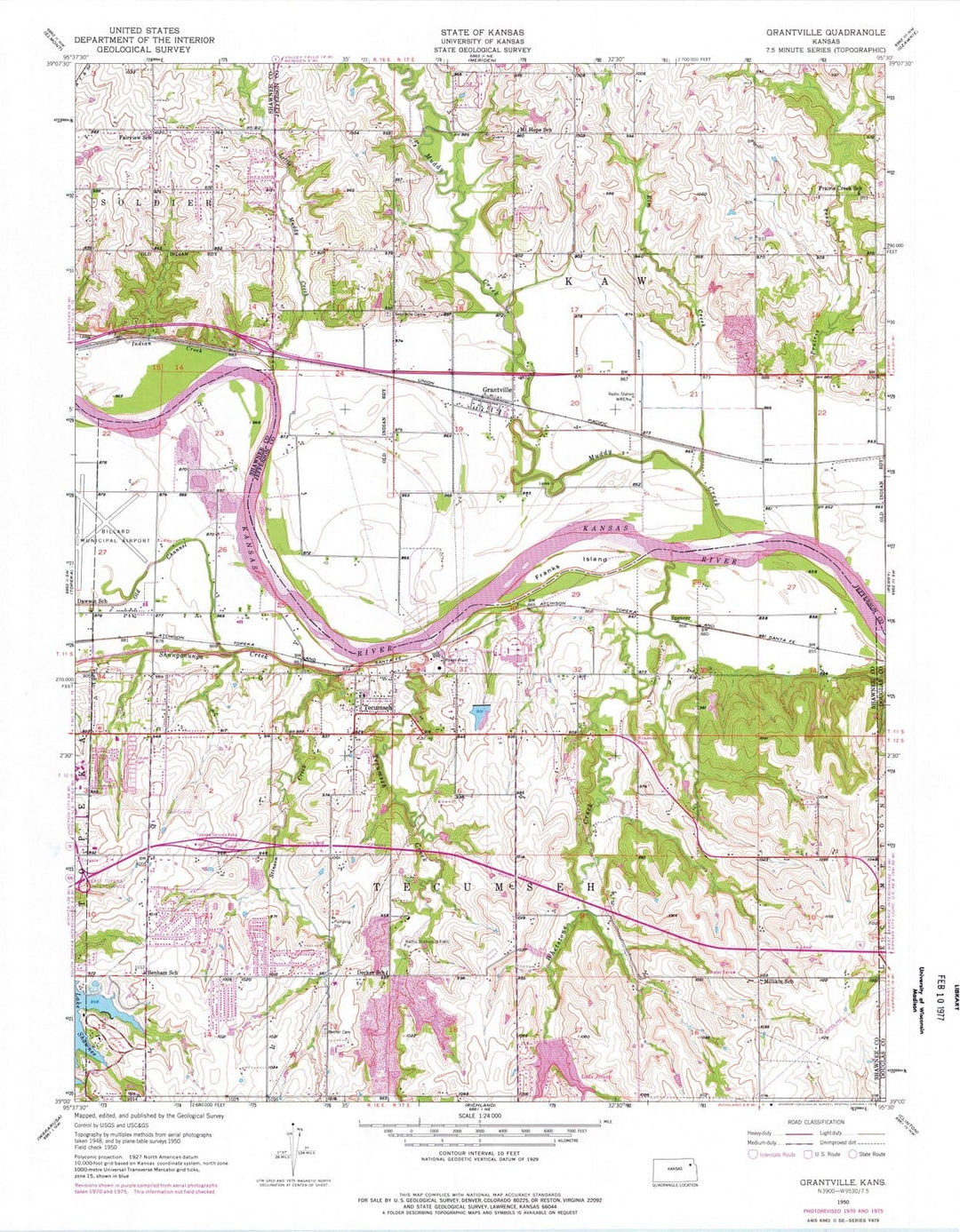 1950 Grantville, KS - Kansas - USGS Topographic Map