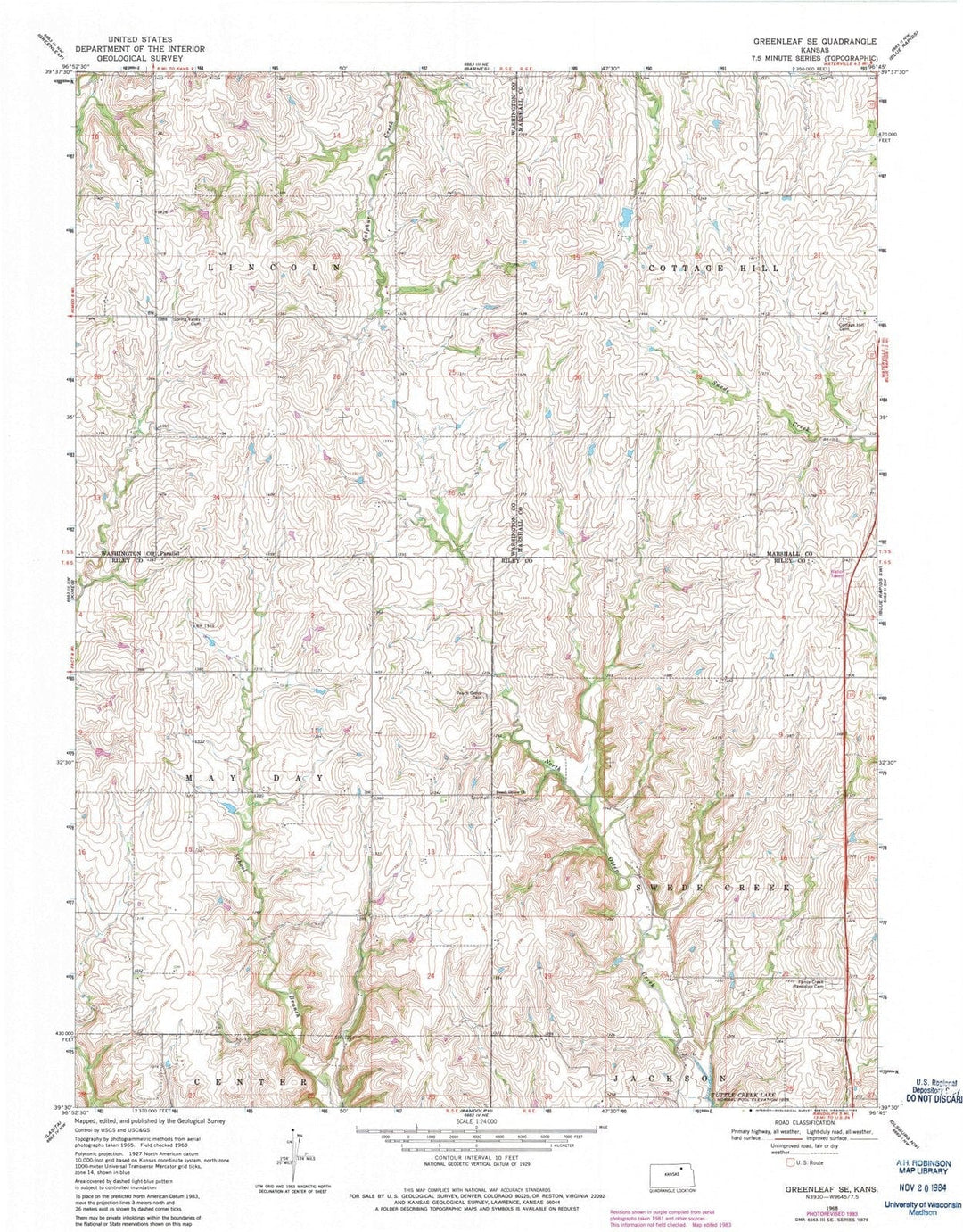 1968 Greenleaf, KS - Kansas - USGS Topographic Map