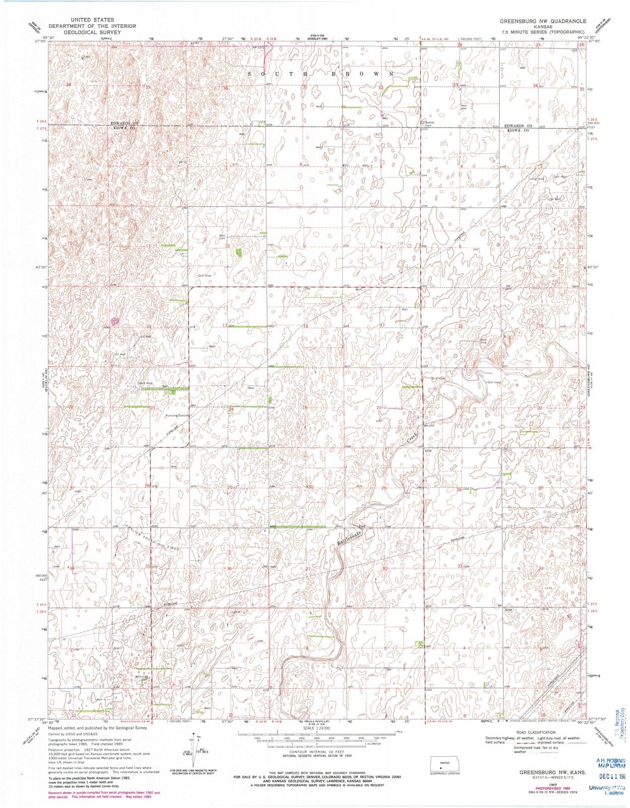 1969 Greensburg, KS - Kansas - USGS Topographic Map