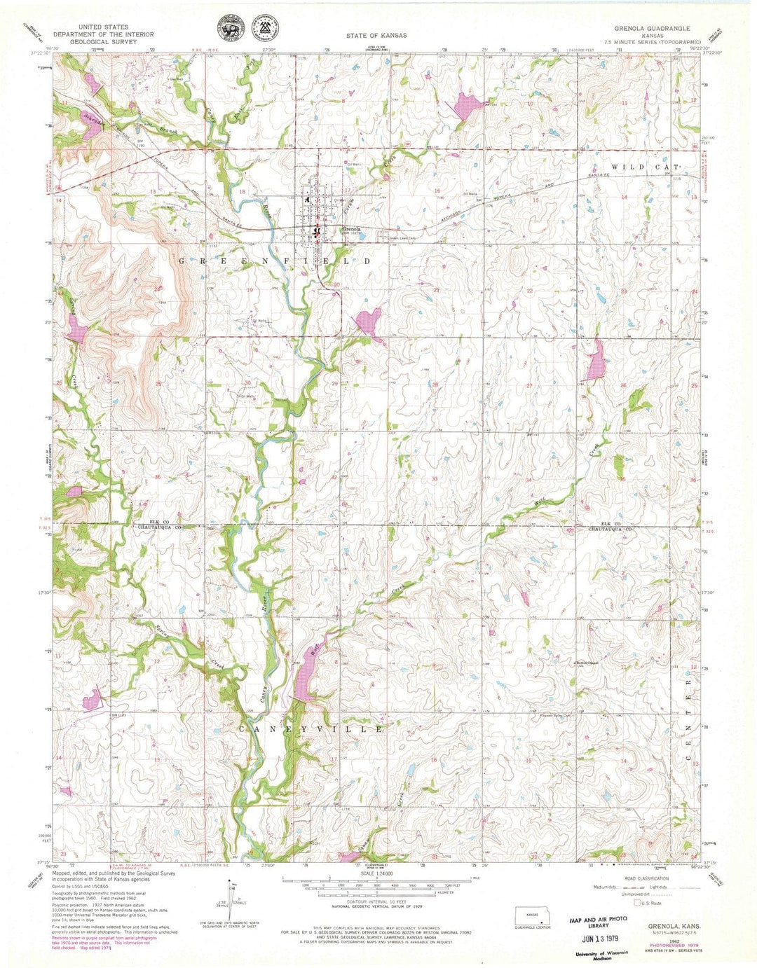 1962 Grenola, KS - Kansas - USGS Topographic Map