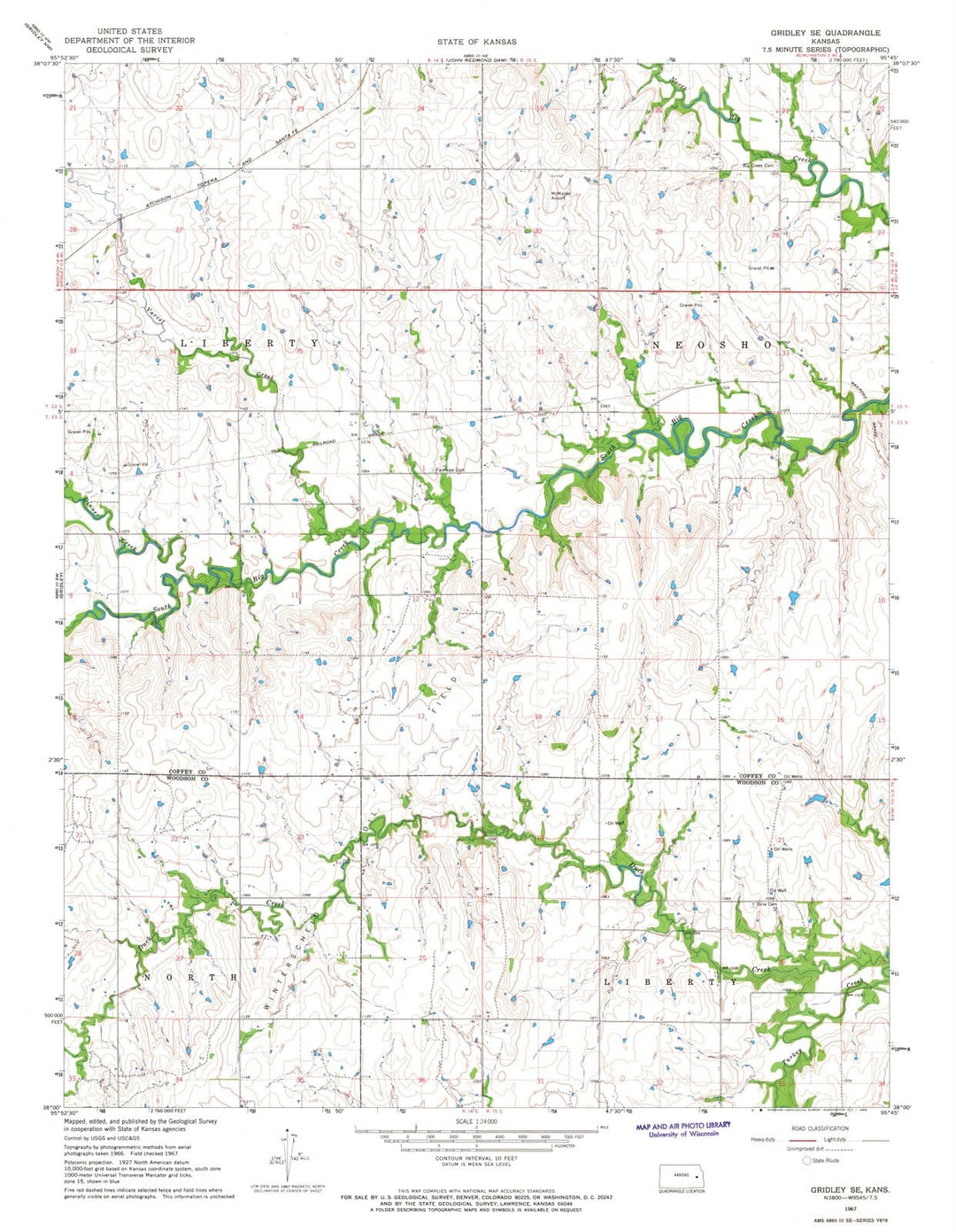 1967 Gridley, KS - Kansas - USGS Topographic Map v2