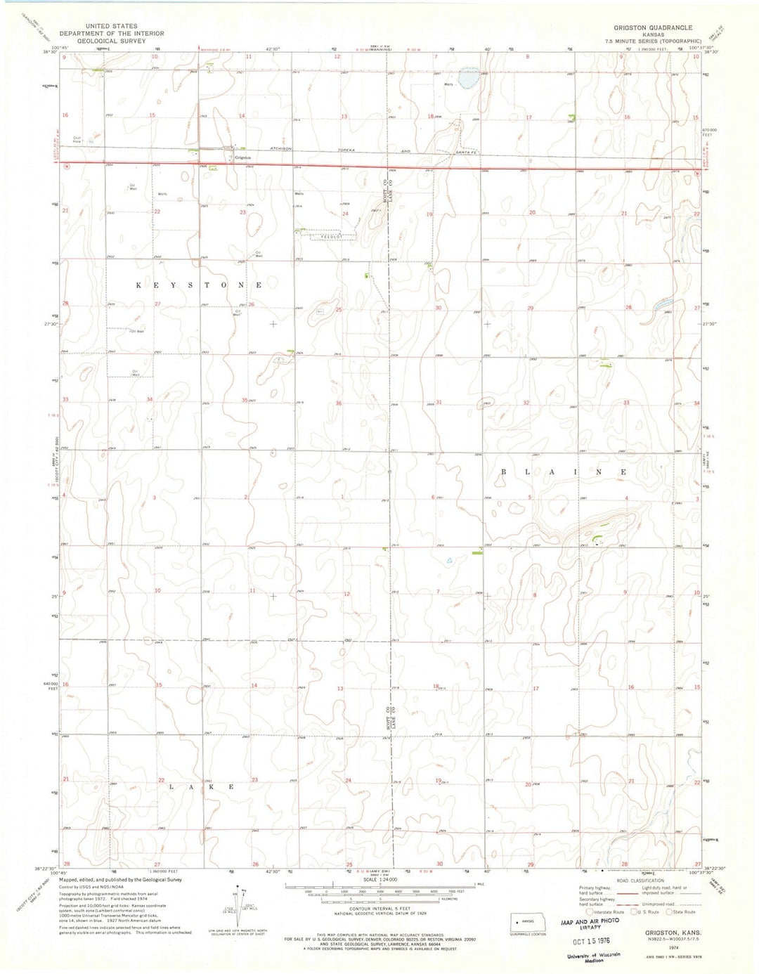 1974 Grigston, KS - Kansas - USGS Topographic Map