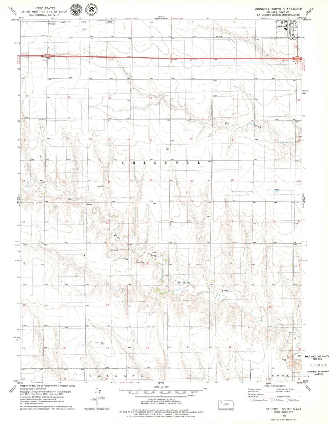 1979 Grinnell South, KS - Kansas - USGS Topographic Map