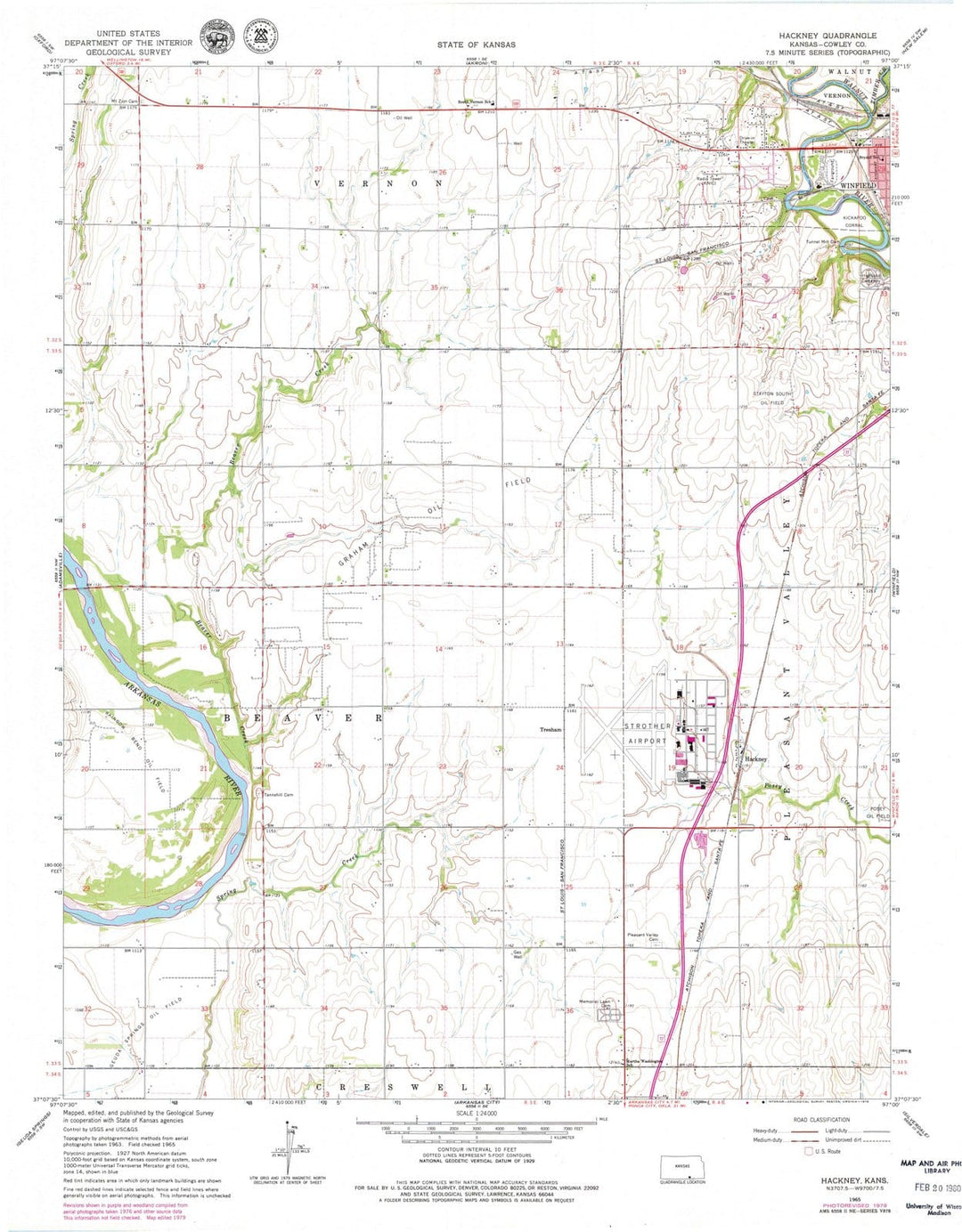 1965 Hackney, KS - Kansas - USGS Topographic Map