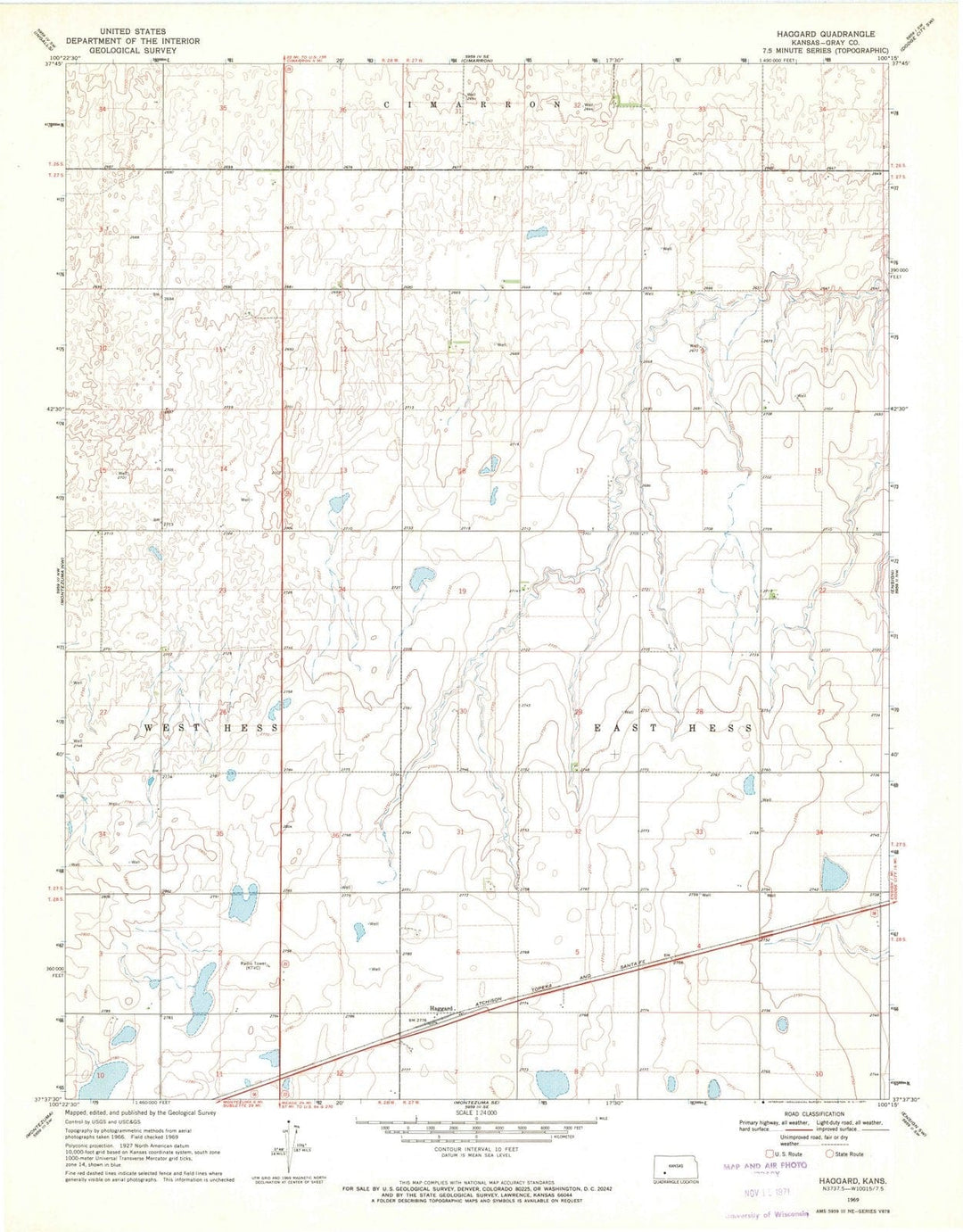 1969 Haggard, KS - Kansas - USGS Topographic Map