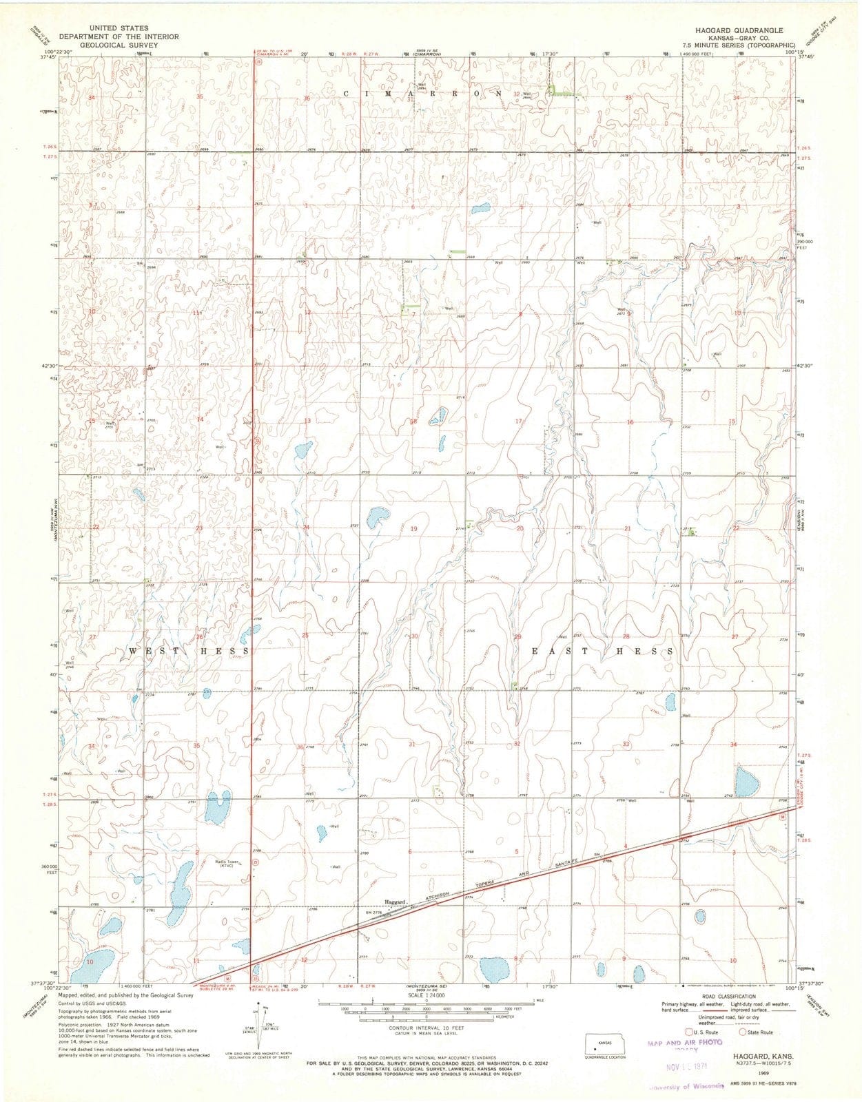 1969 Haggard, KS - Kansas - USGS Topographic Map