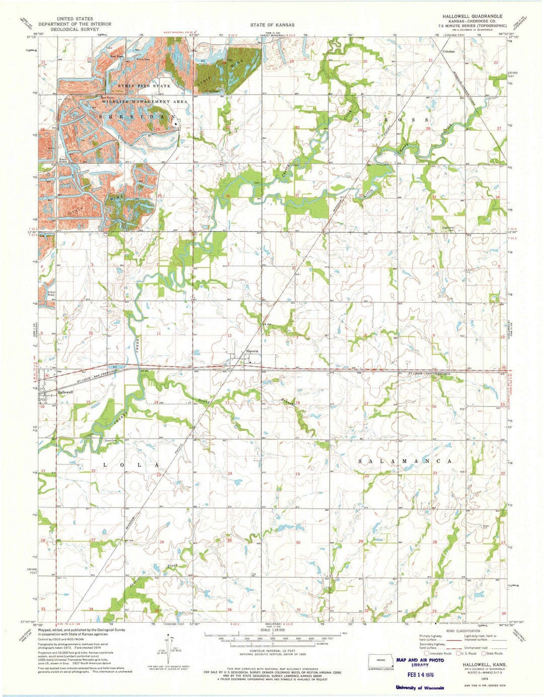 1974 Hallowell, KS - Kansas - USGS Topographic Map