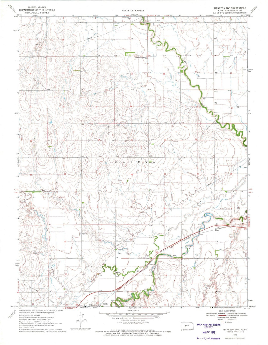 1970 Hanston, KS - Kansas - USGS Topographic Map