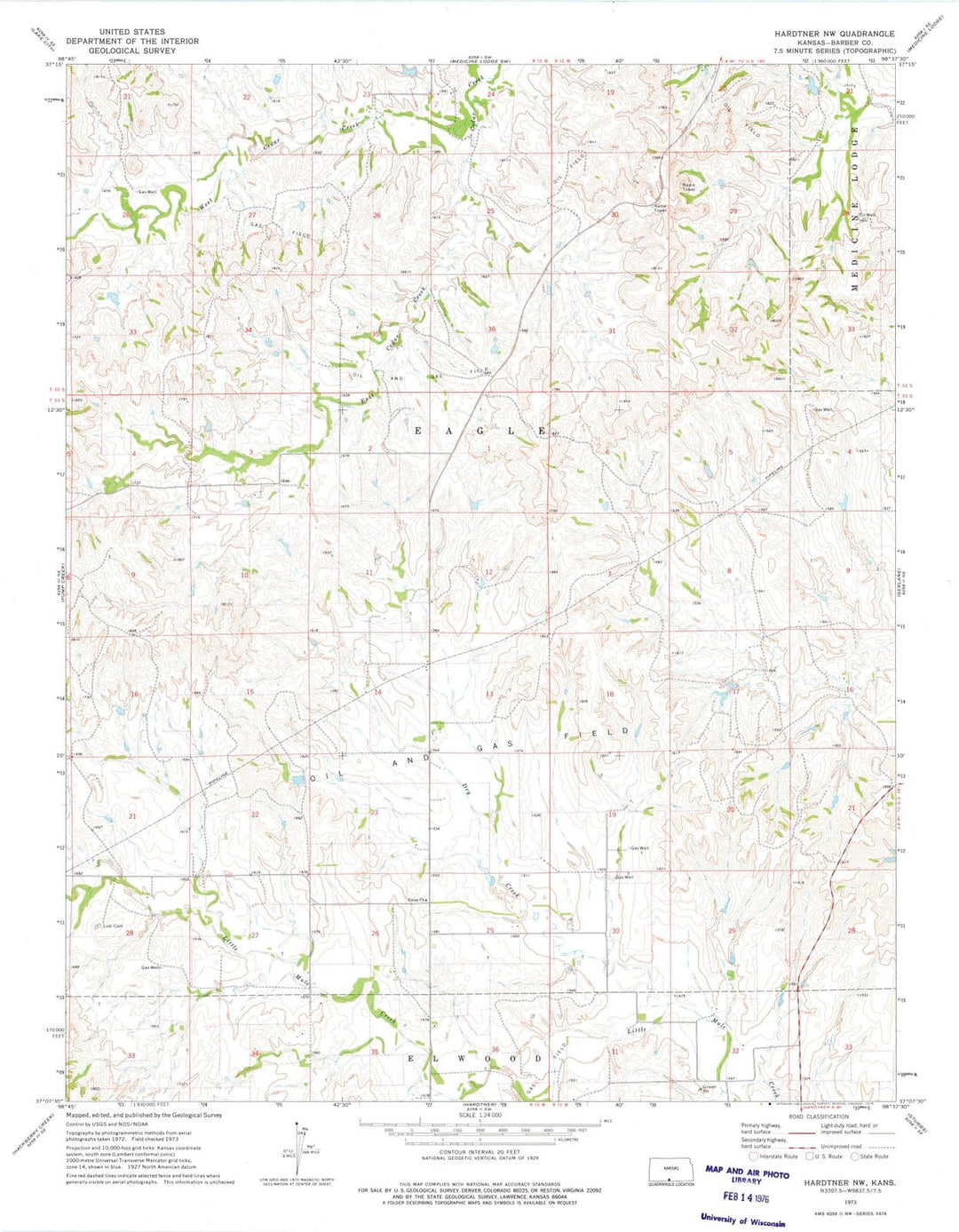 1973 Hardtner, KS - Kansas - USGS Topographic Map