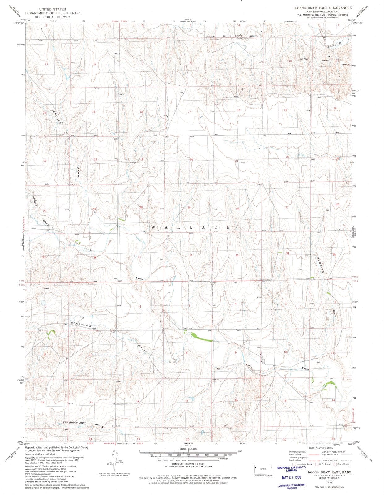 1979 Harrisraw East, KS - Kansas - USGS Topographic Map