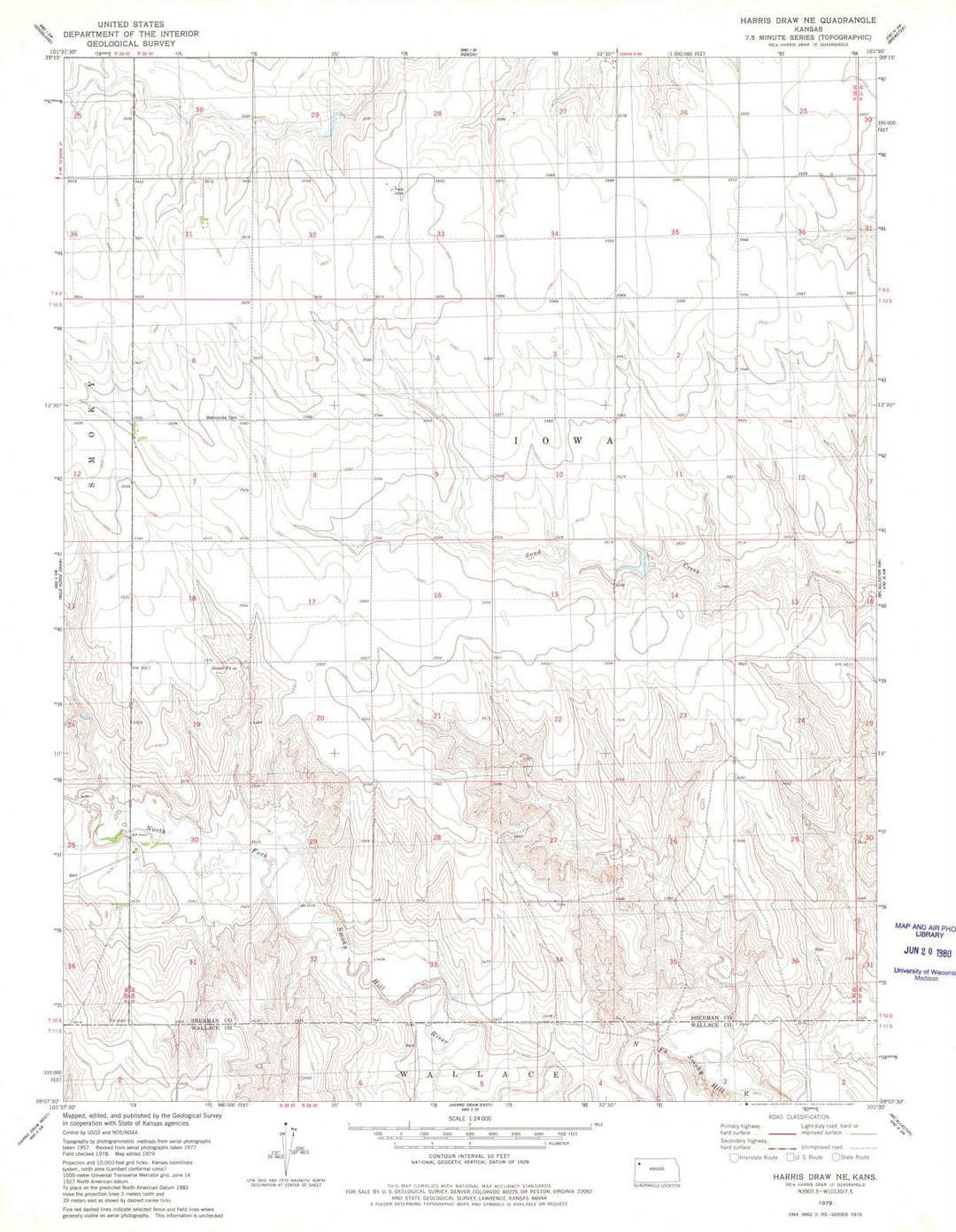 1979 Harrisraw, KS - Kansas - USGS Topographic Map