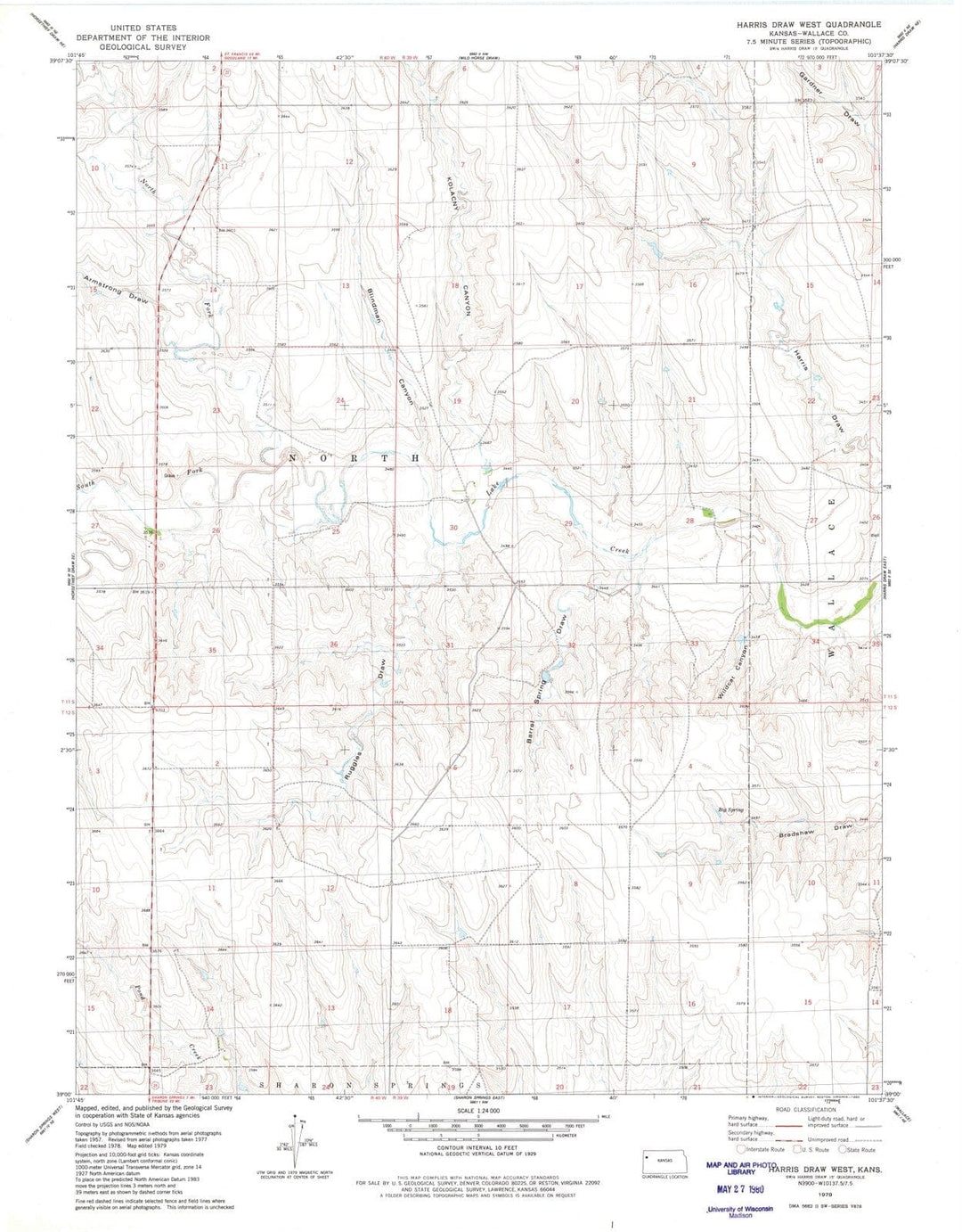 1979 Harrisraw West, KS - Kansas - USGS Topographic Map