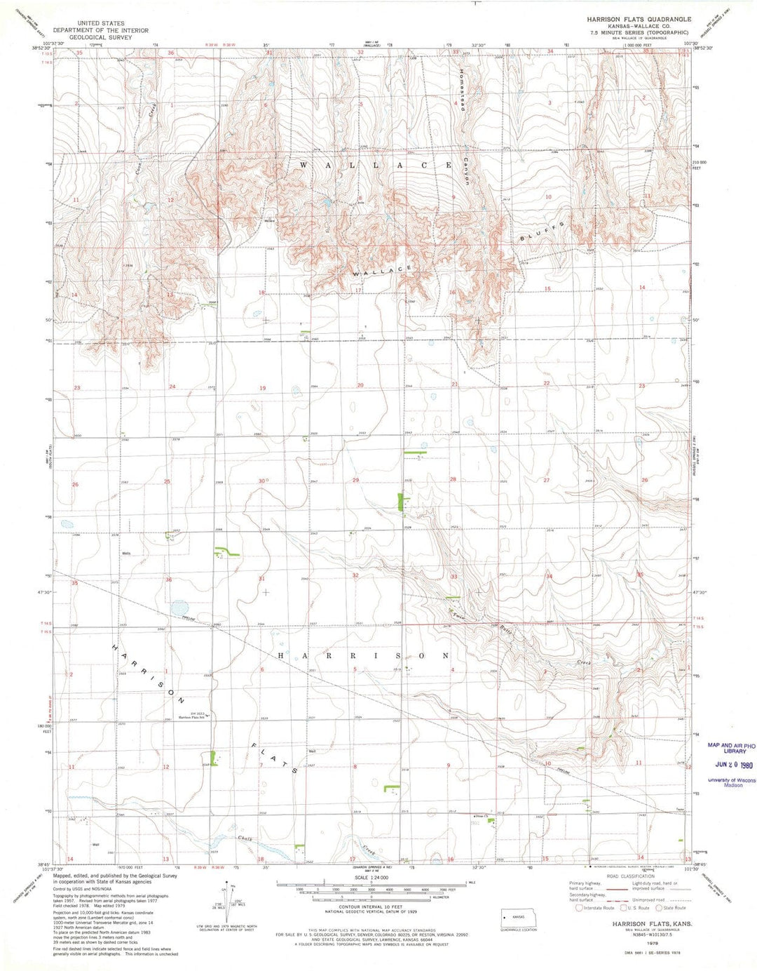 1979 Harrison Flats, KS - Kansas - USGS Topographic Map