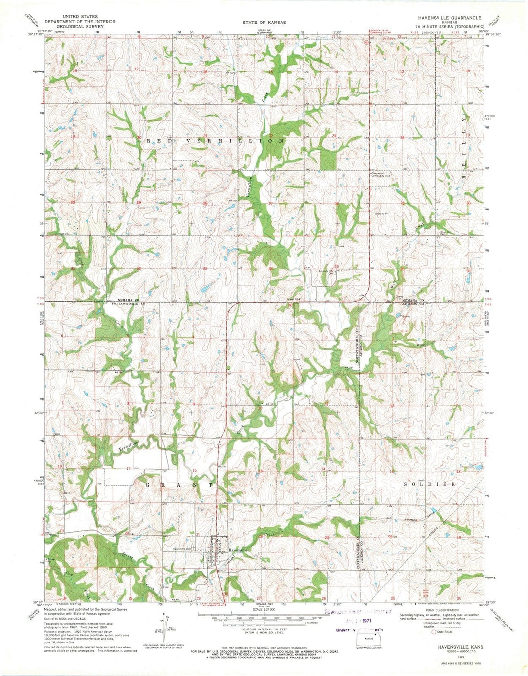 1969 Havensville, KS - Kansas - USGS Topographic Map